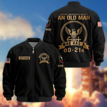 Premium Custom US Navy Veteran Bomber Jacket VPVC808902, Gifts For US Navy Veteran, Gifts On Father's Day, Veterans Day.