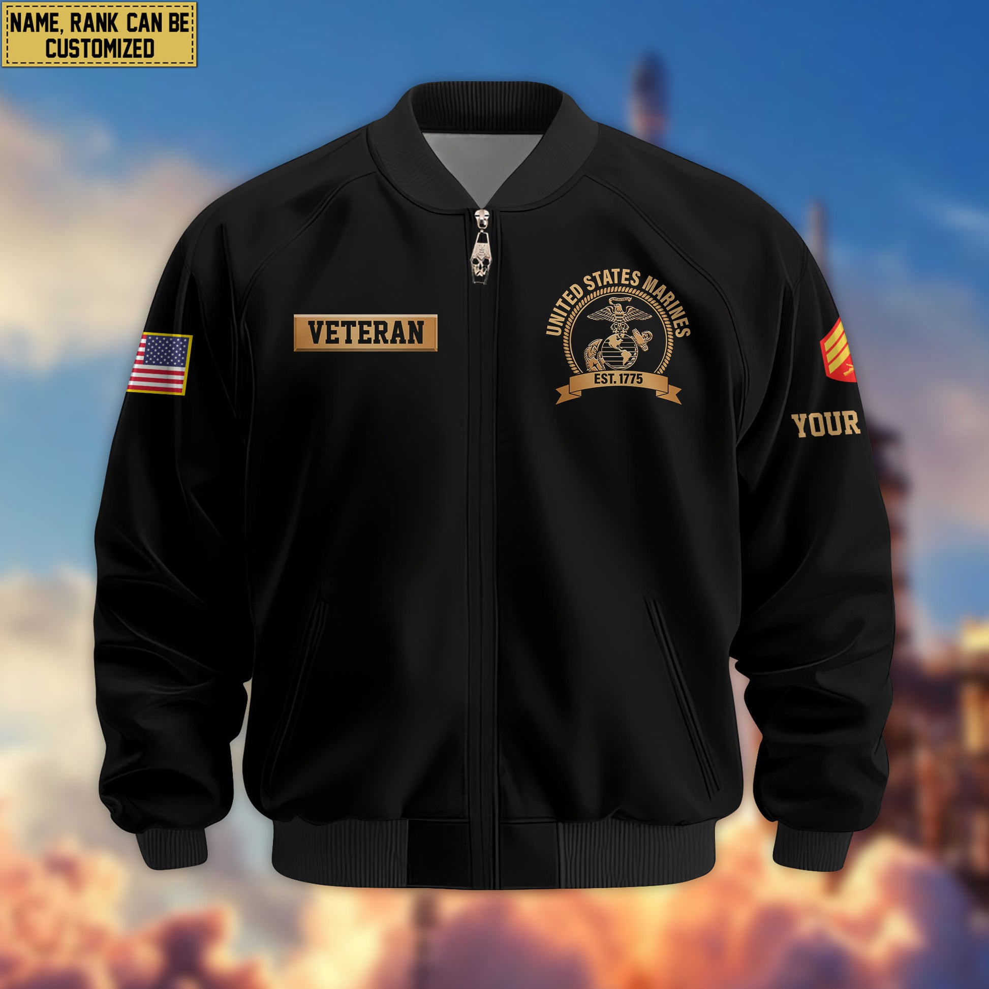 Premium Custom USMC Veteran Bomber Jacket VPVC808903, Gifts For US Marine Veteran, Gifts On Father's Day, Veterans Day.