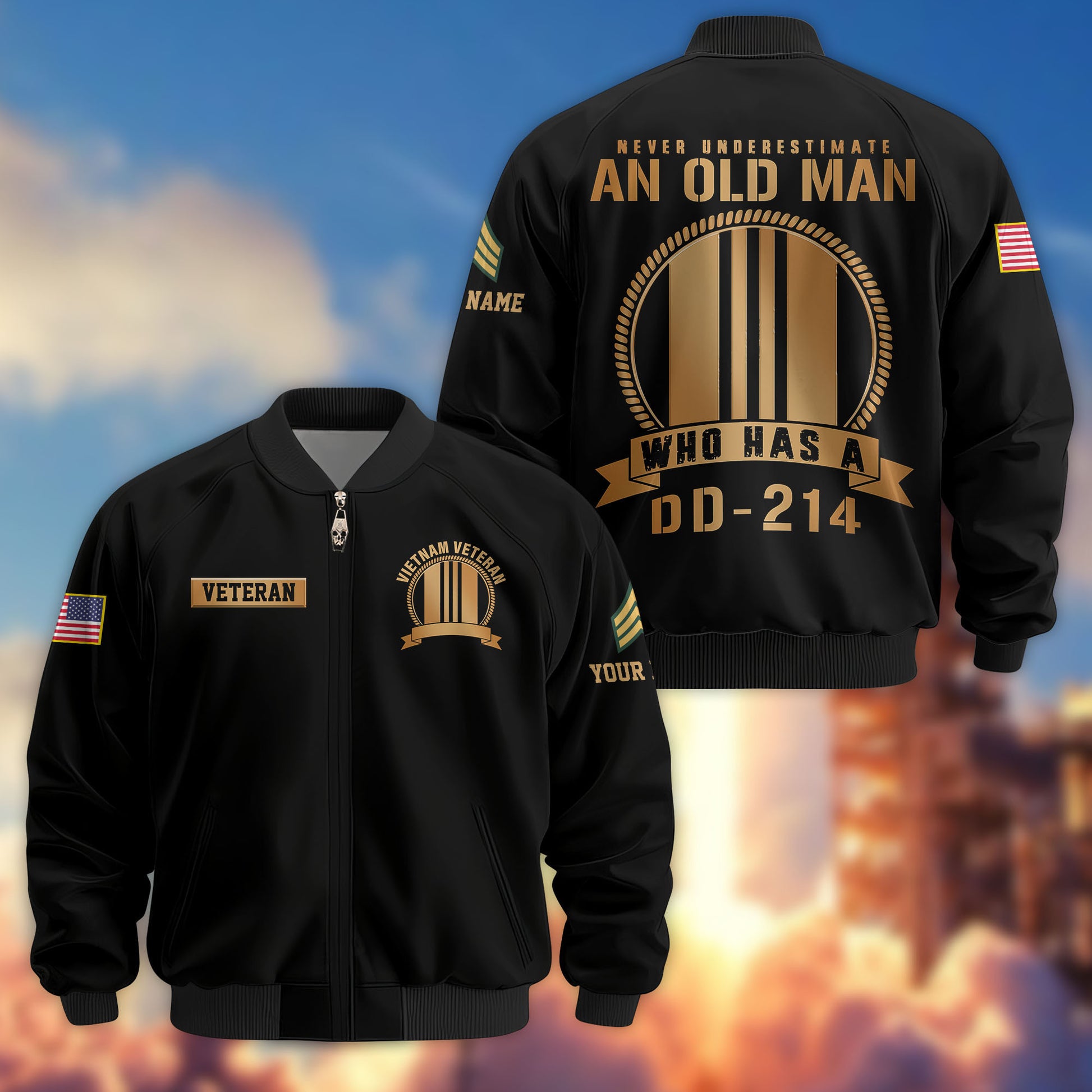 Premium Custom Vietnam Veteran Bomber Jacket VPVC808906, Gifts For Vietnam Veteran, Gifts On Father's Day, Veterans Day.