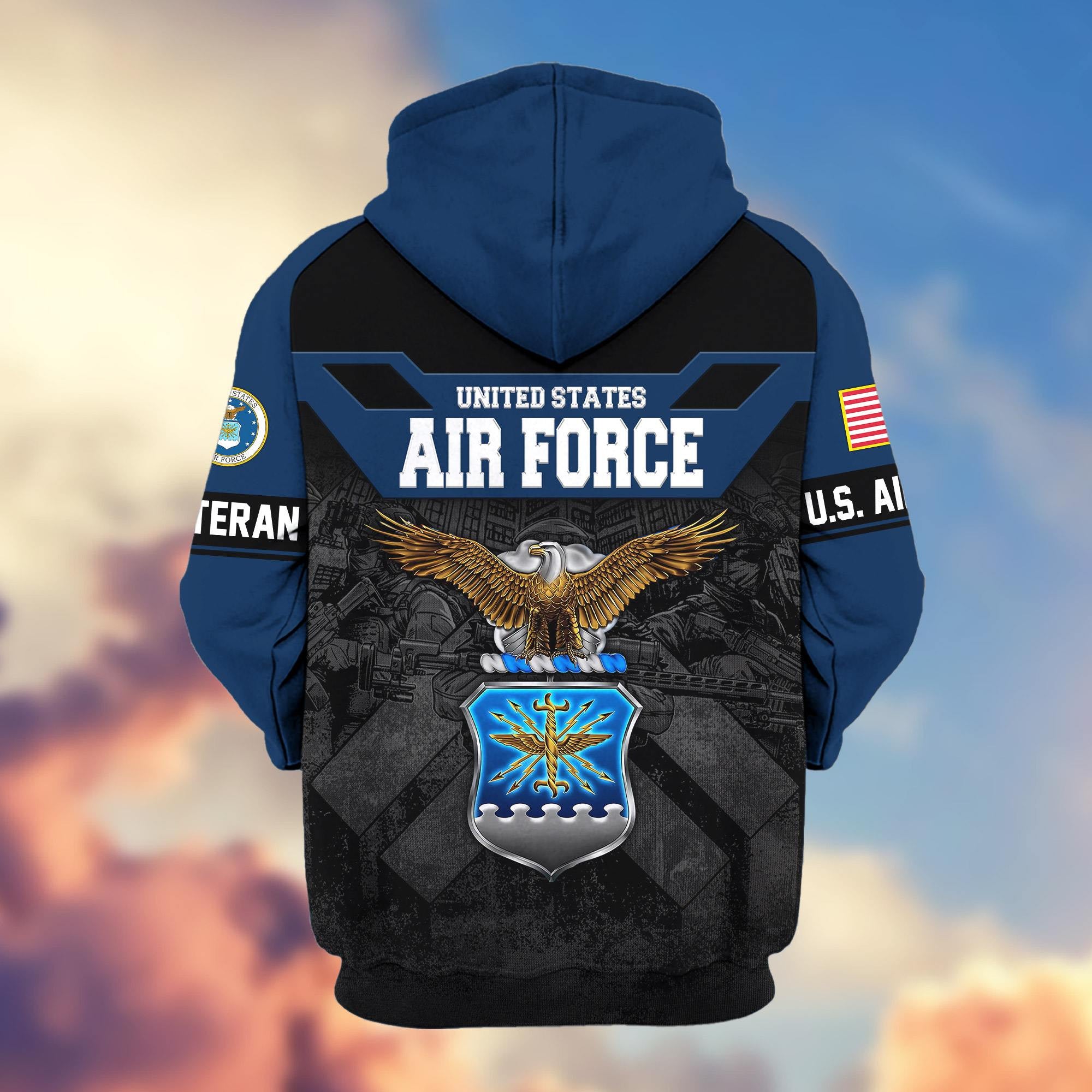 Premium US Veterans Zip Hoodie ATTN011023, Gifts For US Veterans, Gifts On Father's Day, Veterans Day.