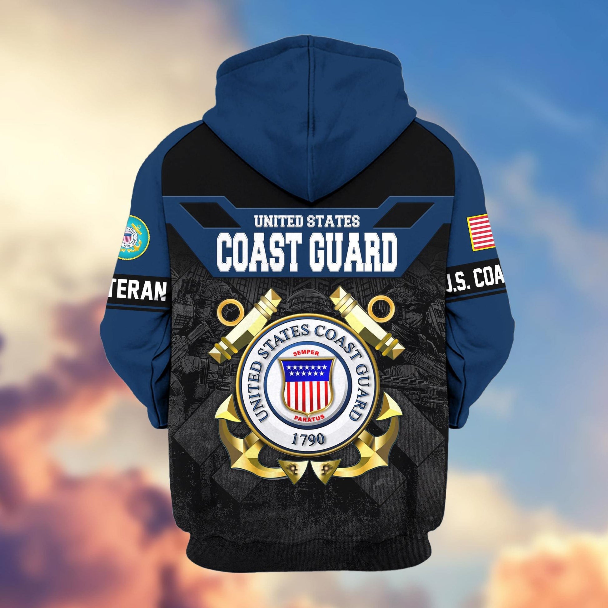 Premium US Veterans Zip Hoodie ATTN011023, Gifts For US Veterans, Gifts On Father's Day, Veterans Day.