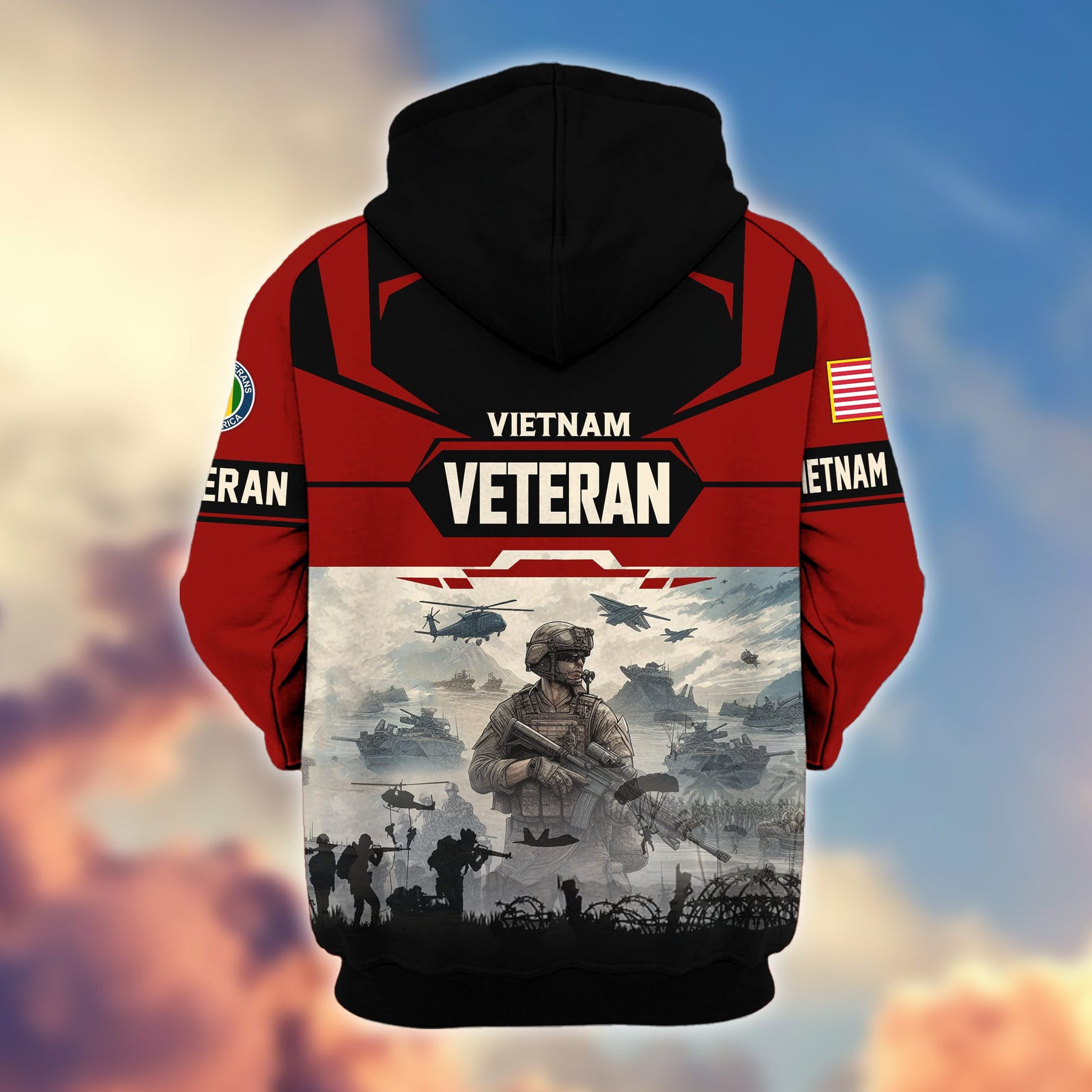 Premium US Veterans Zip Hoodie BPHN021014, Gifts For US Veterans, Gifts On Father's Day, Veterans Day.