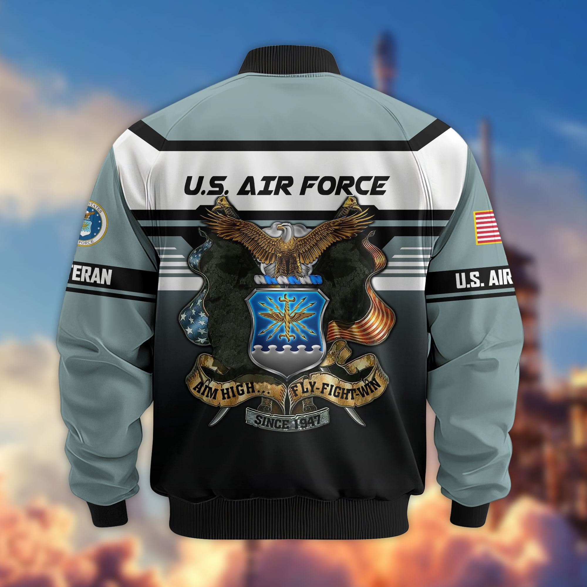 Premium US Veterans Bomber Jacket ATTN071021, Gifts For US Veterans, Gifts On Father's Day, Veterans Day.