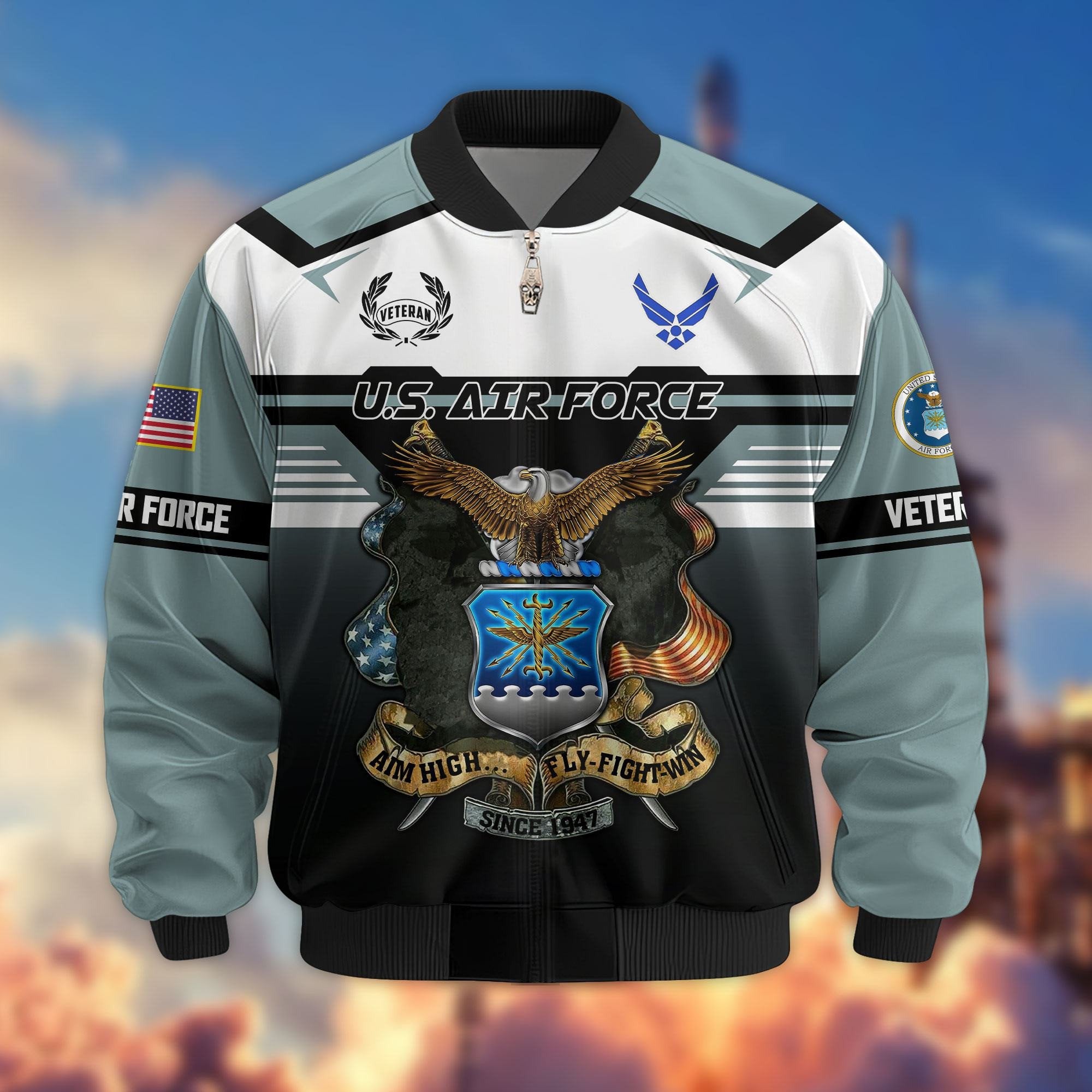 Premium US Veterans Bomber Jacket ATTN071021, Gifts For US Veterans, Gifts On Father's Day, Veterans Day.