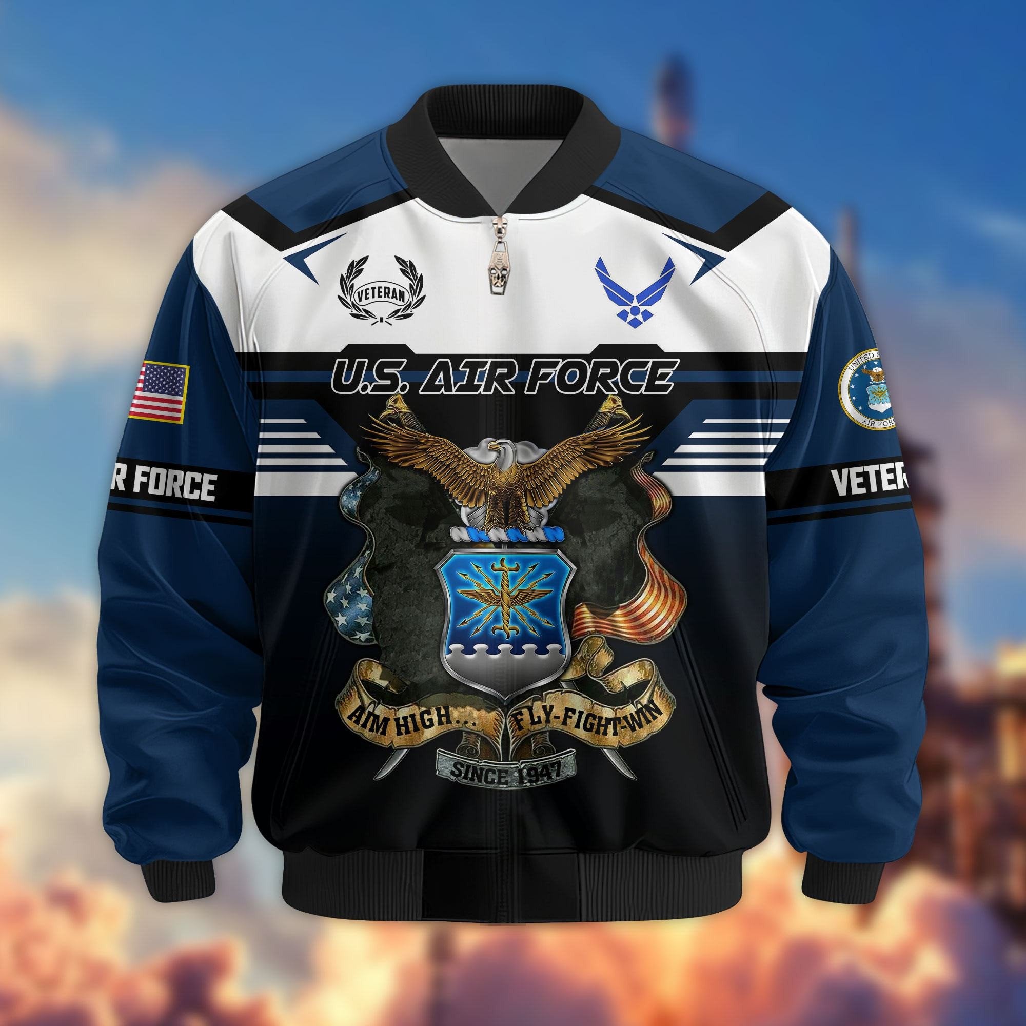 Premium US Veterans Bomber Jacket ATTN071021, Gifts For US Veterans, Gifts On Father's Day, Veterans Day.