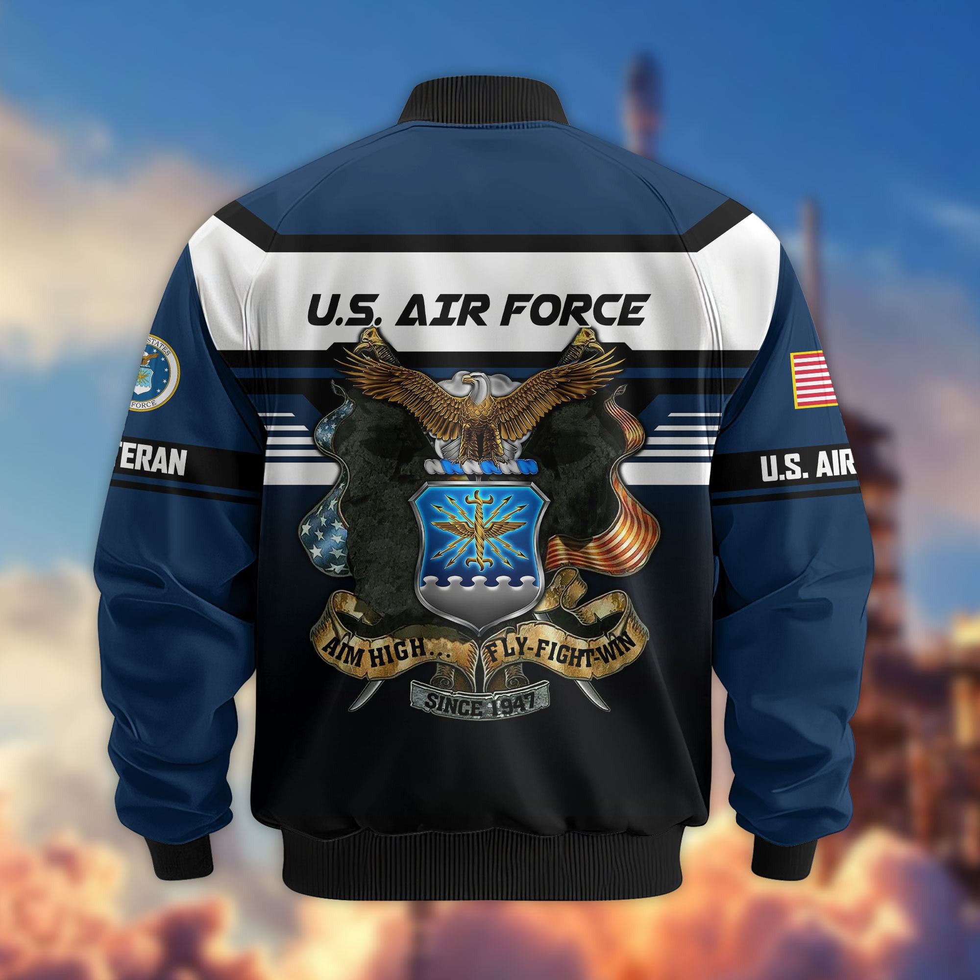 Premium US Veterans Bomber Jacket ATTN071021, Gifts For US Veterans, Gifts On Father's Day, Veterans Day.