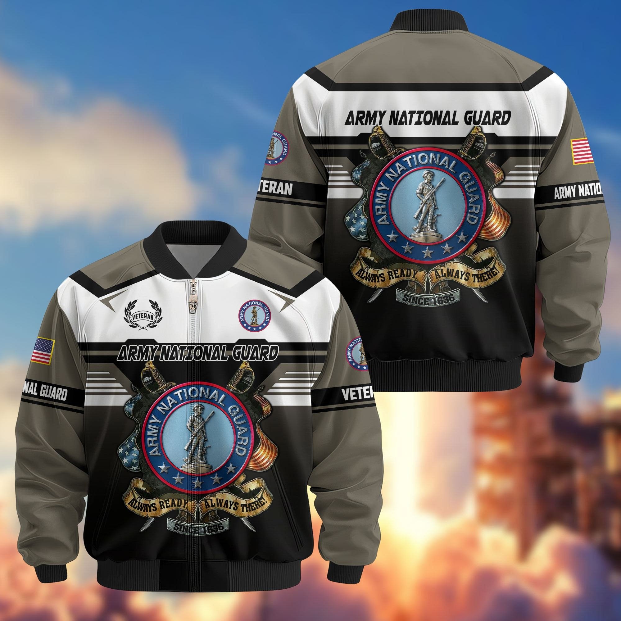 Premium US Veterans Bomber Jacket ATTN071021, Gifts For US Veterans, Gifts On Father's Day, Veterans Day.