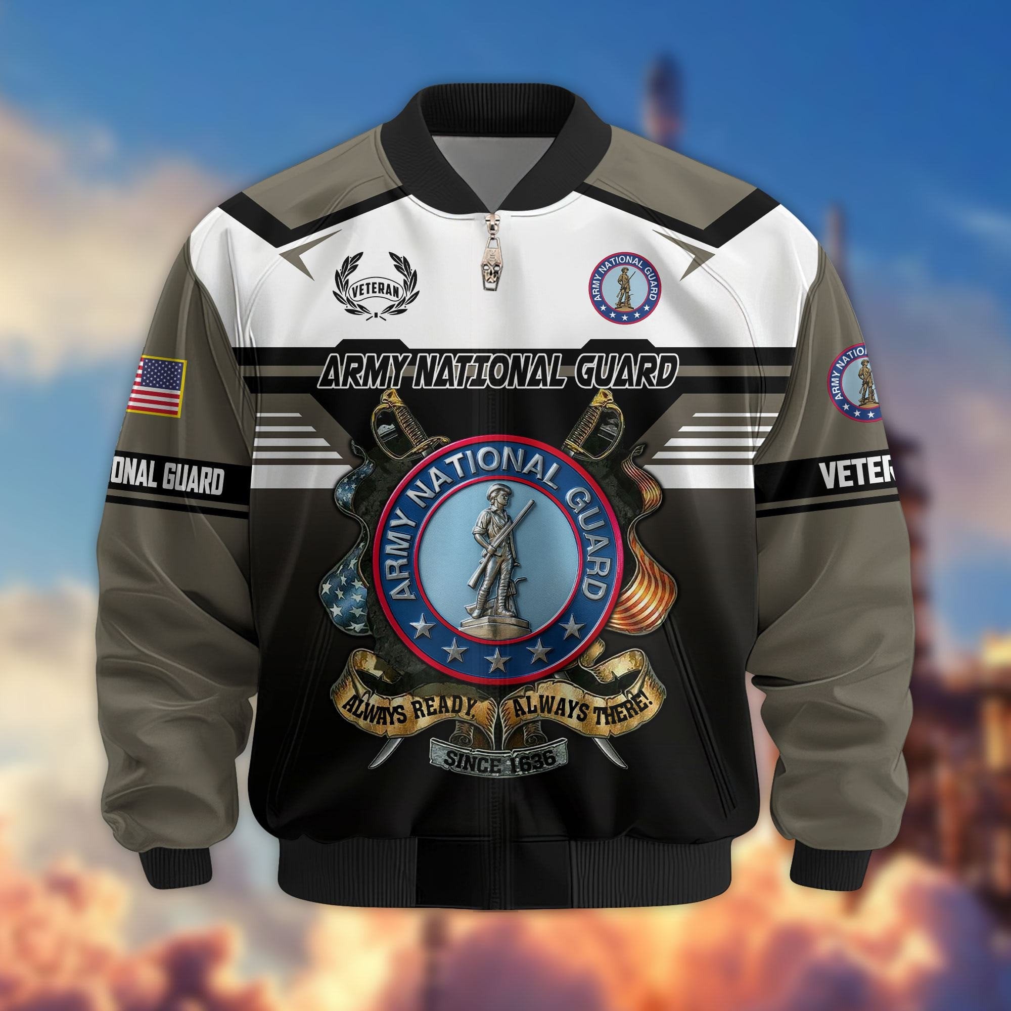 Premium US Veterans Bomber Jacket ATTN071021, Gifts For US Veterans, Gifts On Father's Day, Veterans Day.