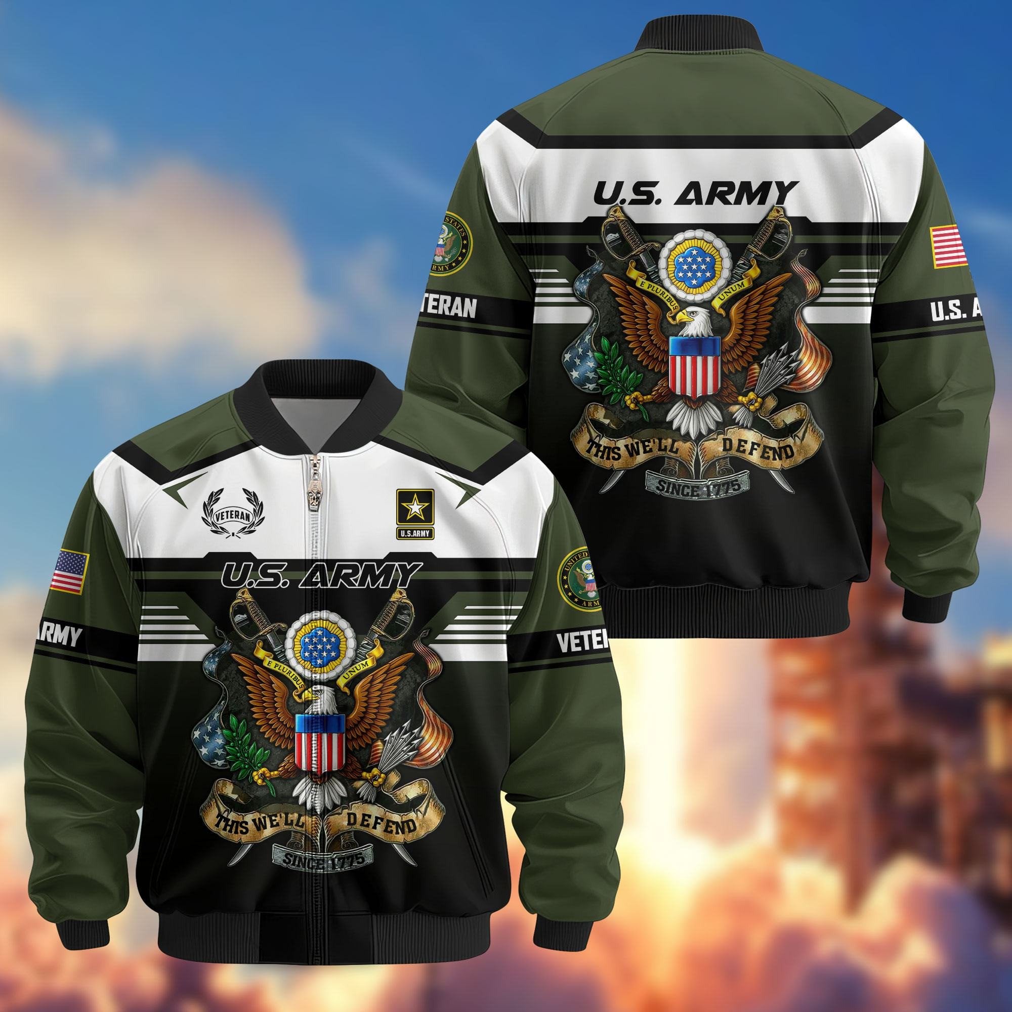 Premium US Veterans Bomber Jacket ATTN071021, Gifts For US Veterans, Gifts On Father's Day, Veterans Day.