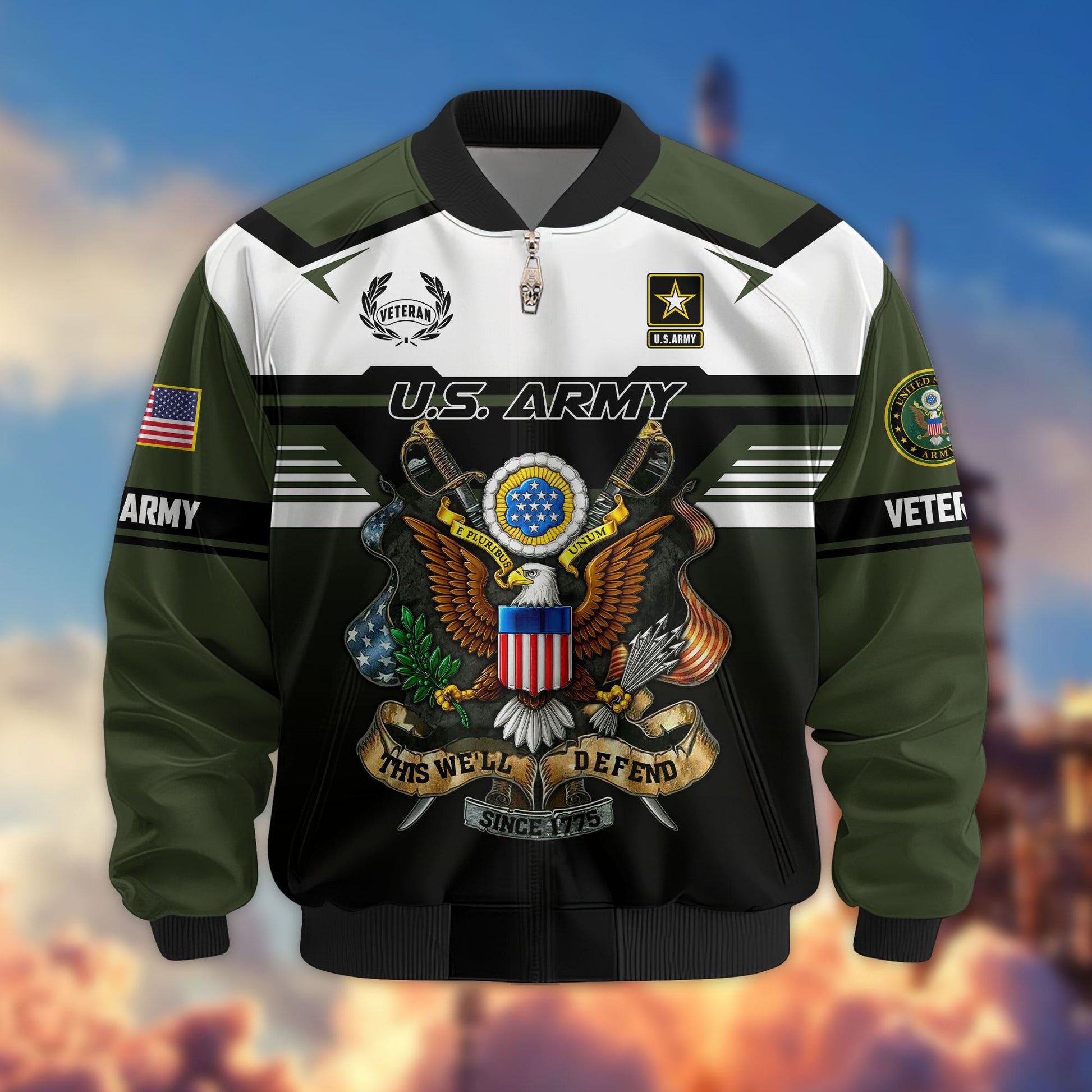 Premium US Veterans Bomber Jacket ATTN071021, Gifts For US Veterans, Gifts On Father's Day, Veterans Day.