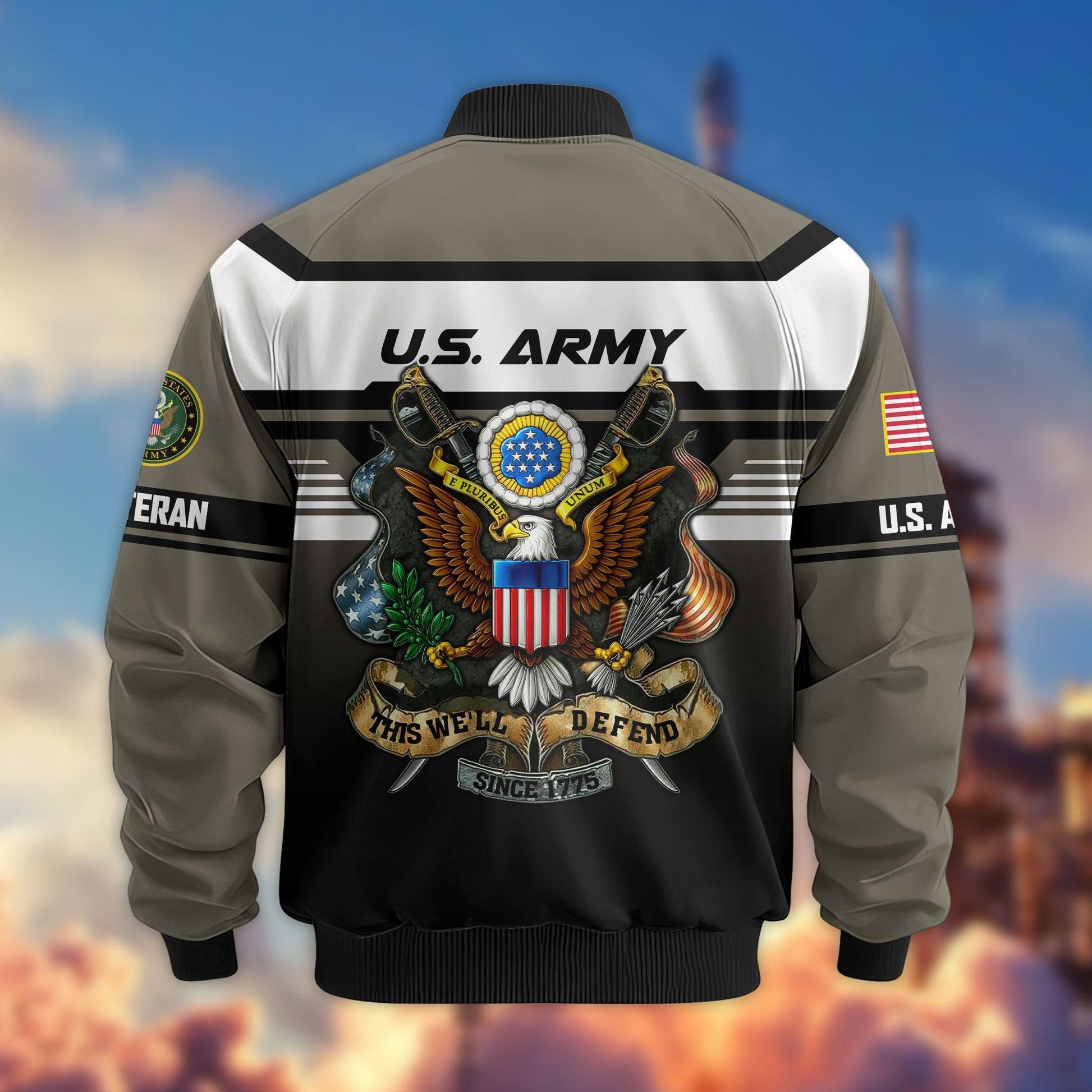 Premium US Veterans Bomber Jacket ATTN071021, Gifts For US Veterans, Gifts On Father's Day, Veterans Day.