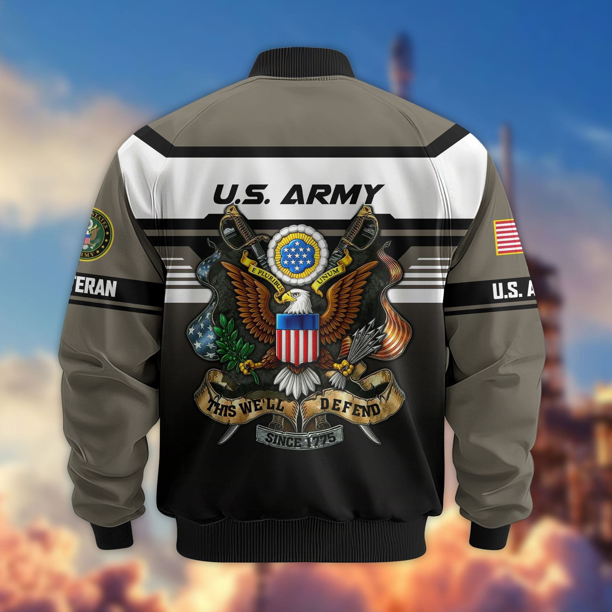 Premium US Veterans Bomber Jacket ATTN071021, Gifts For US Veterans, Gifts On Father's Day, Veterans Day.