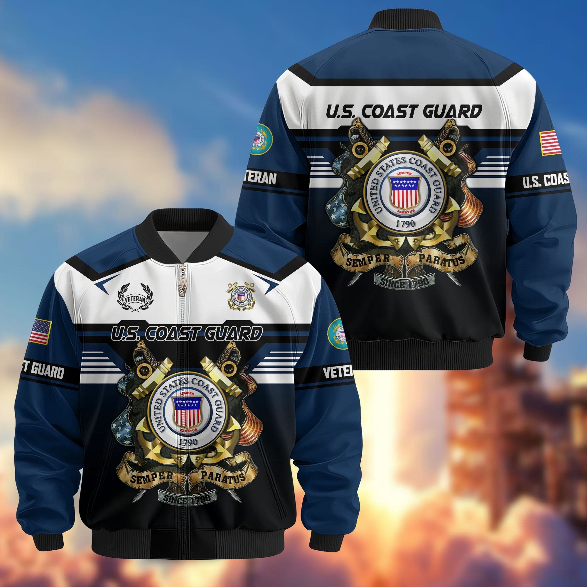 Premium US Veterans Bomber Jacket ATTN071021, Gifts For US Veterans, Gifts On Father's Day, Veterans Day.