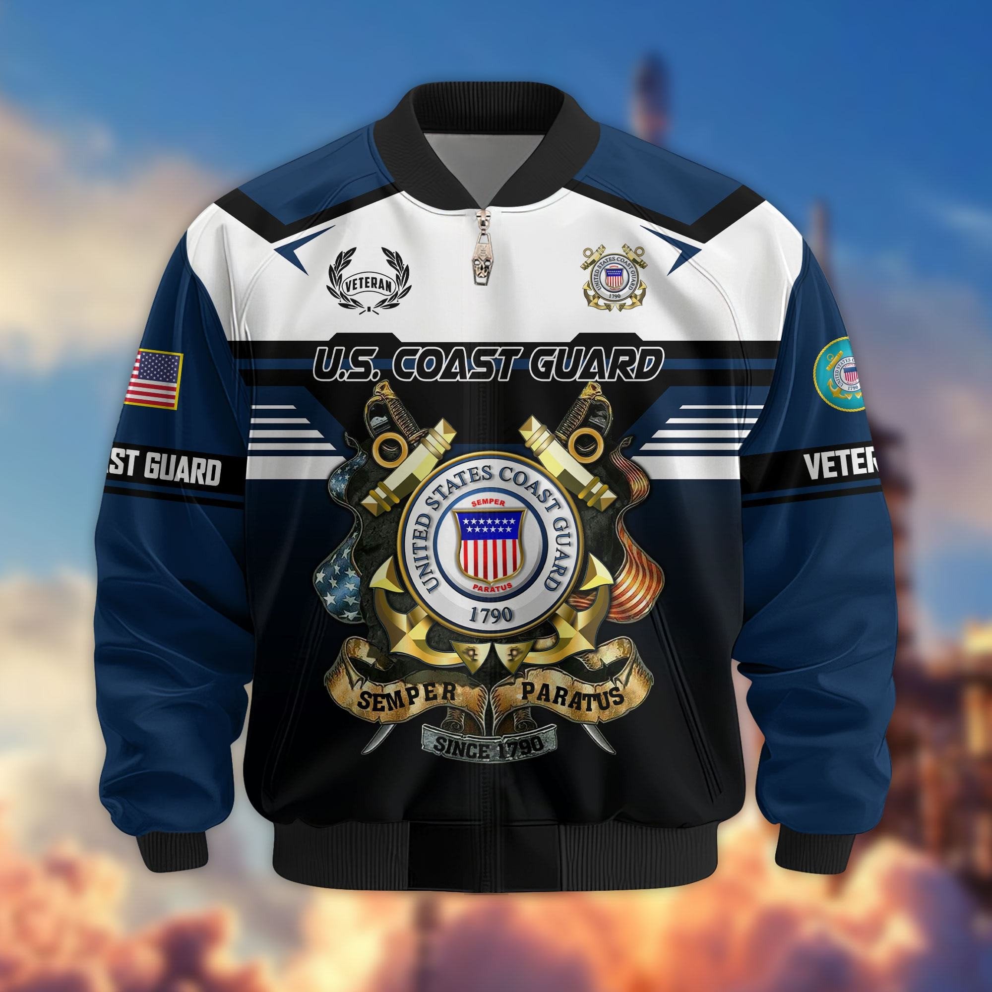 Premium US Veterans Bomber Jacket ATTN071021, Gifts For US Veterans, Gifts On Father's Day, Veterans Day.
