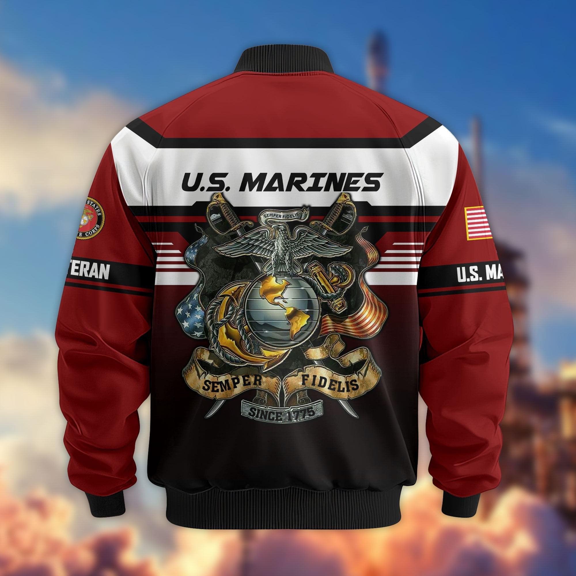 Premium US Veterans Bomber Jacket ATTN071021, Gifts For US Veterans, Gifts On Father's Day, Veterans Day.