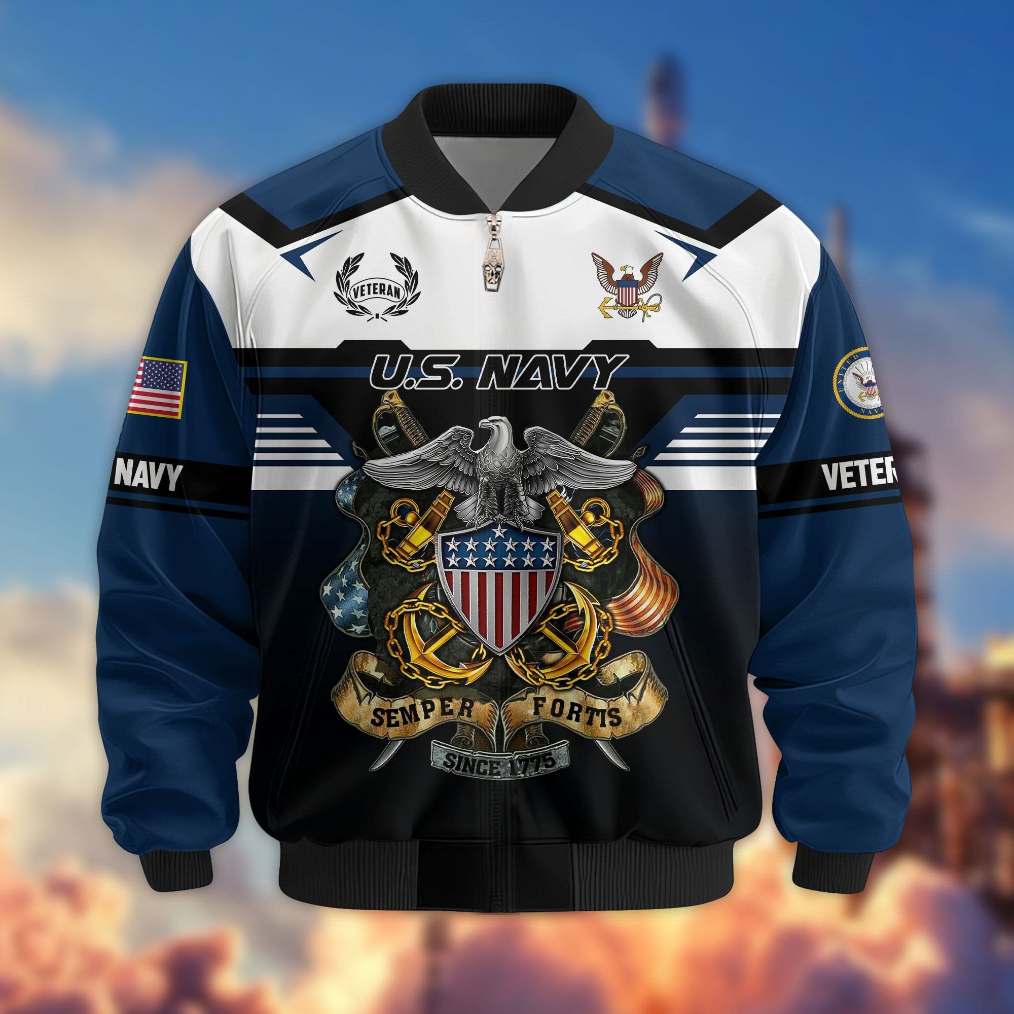 Premium US Veterans Bomber Jacket ATTN071021, Gifts For US Veterans, Gifts On Father's Day, Veterans Day.