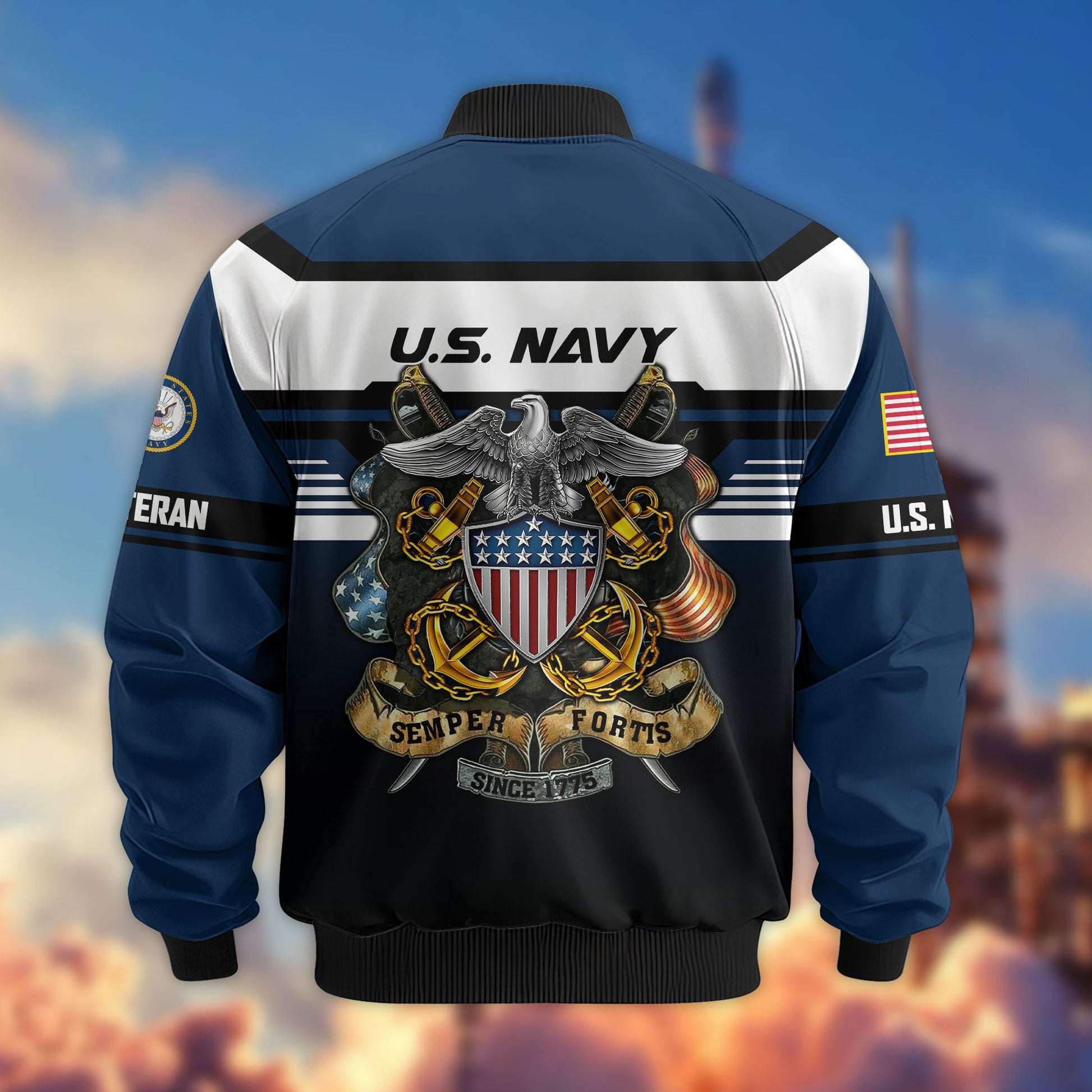 Premium US Veterans Bomber Jacket ATTN071021, Gifts For US Veterans, Gifts On Father's Day, Veterans Day.