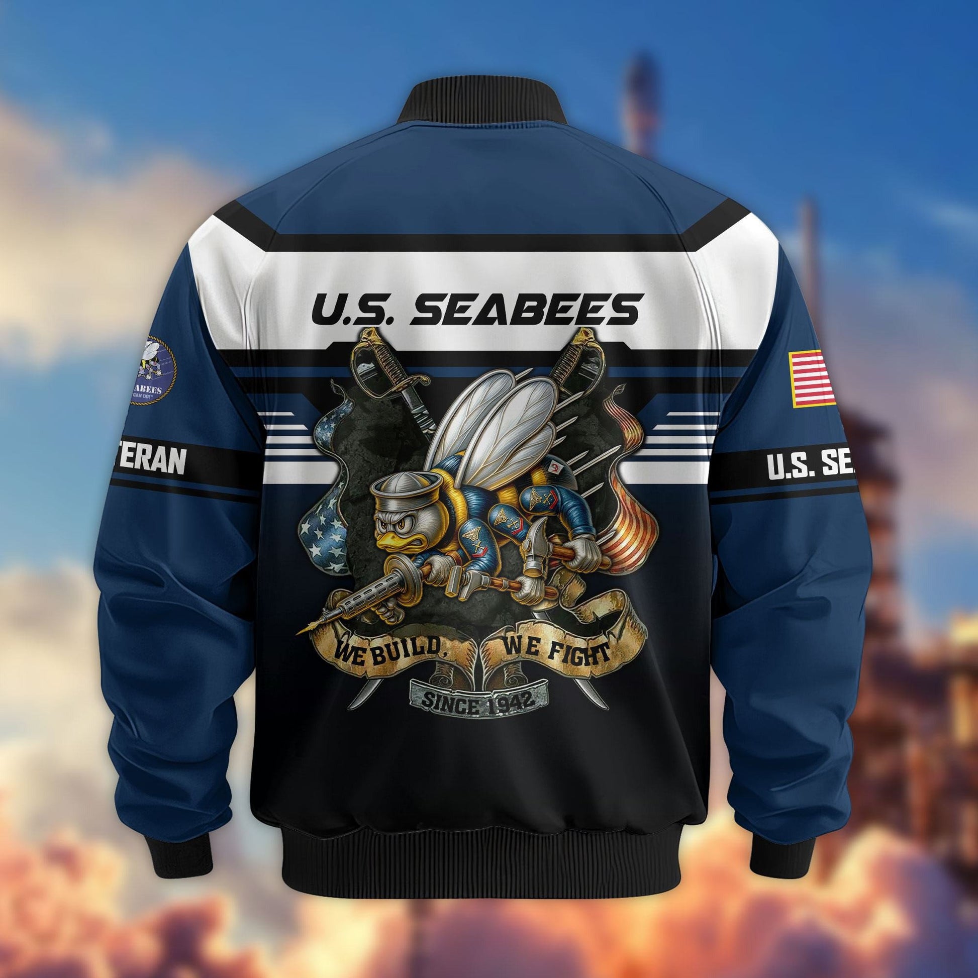 Premium US Veterans Bomber Jacket ATTN071021, Gifts For US Veterans, Gifts On Father's Day, Veterans Day.