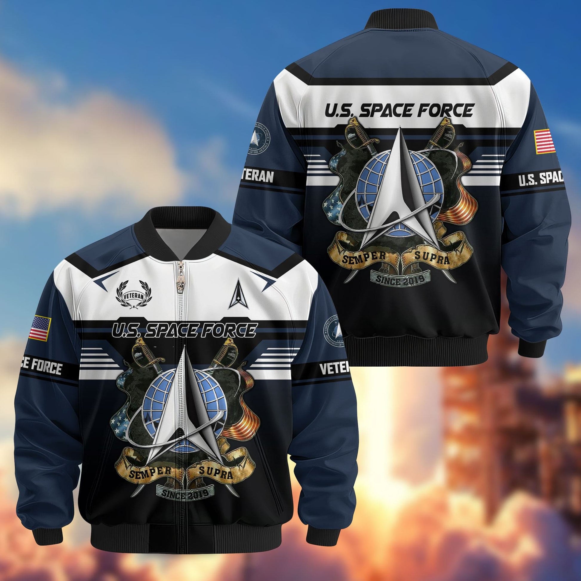 Premium US Veterans Bomber Jacket ATTN071021, Gifts For US Veterans, Gifts On Father's Day, Veterans Day.