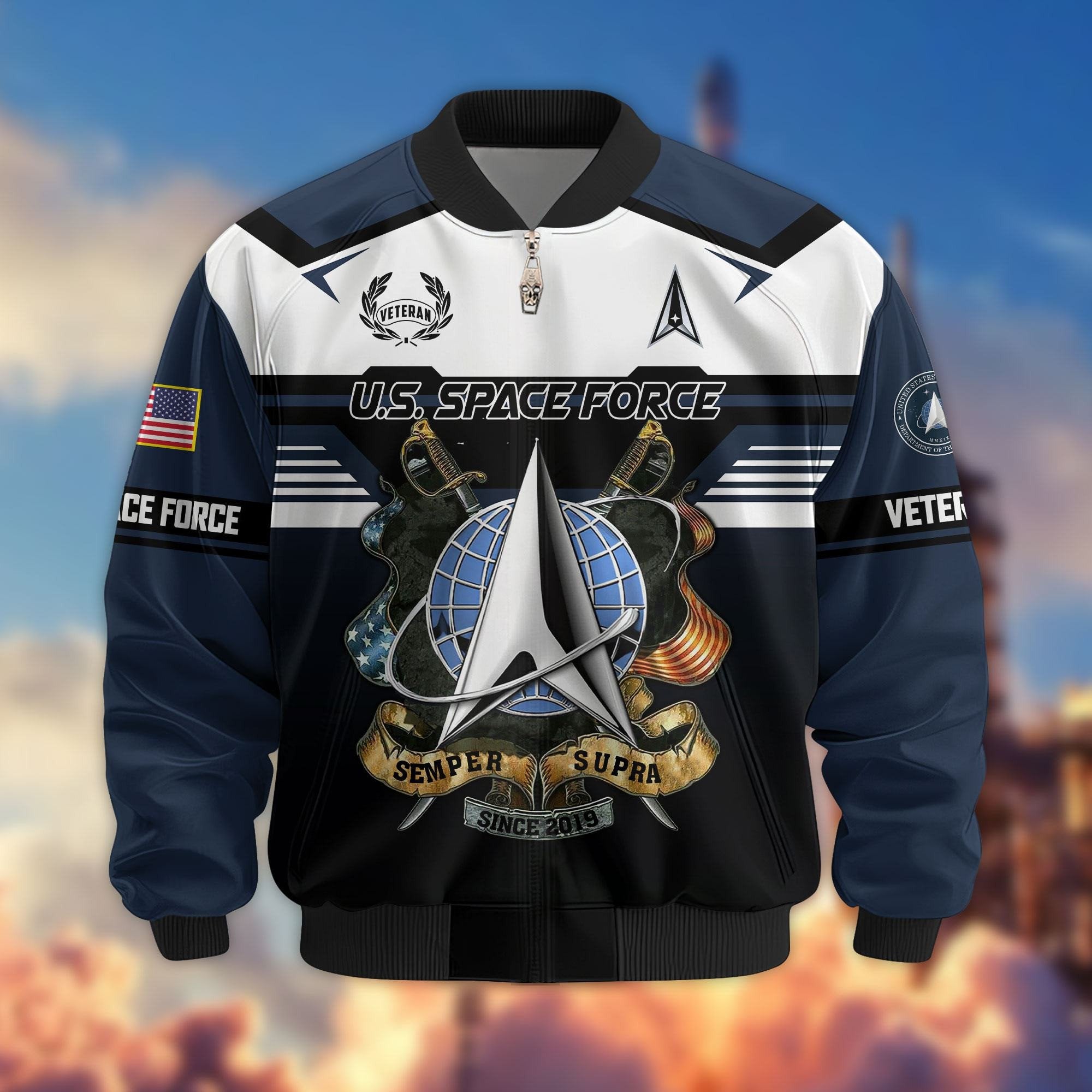 Premium US Veterans Bomber Jacket ATTN071021, Gifts For US Veterans, Gifts On Father's Day, Veterans Day.