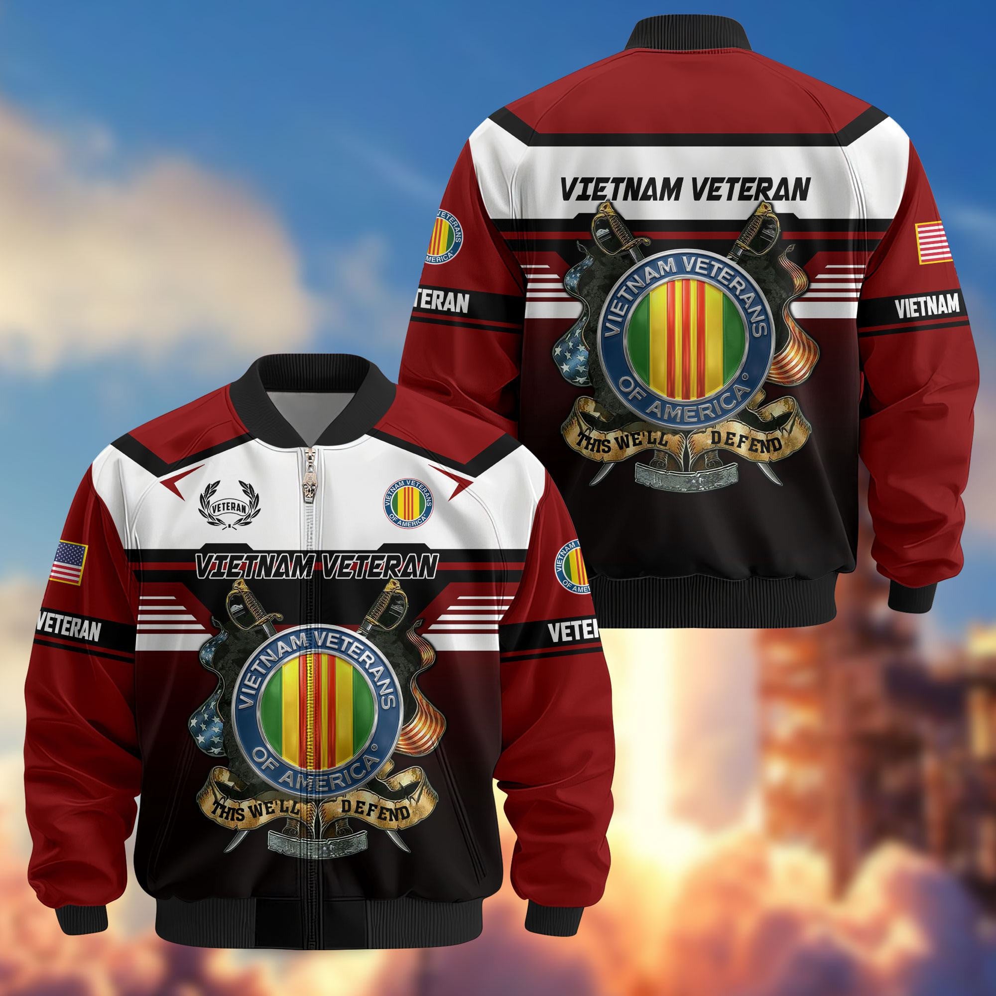 Premium US Veterans Bomber Jacket ATTN071021, Gifts For US Veterans, Gifts On Father's Day, Veterans Day.