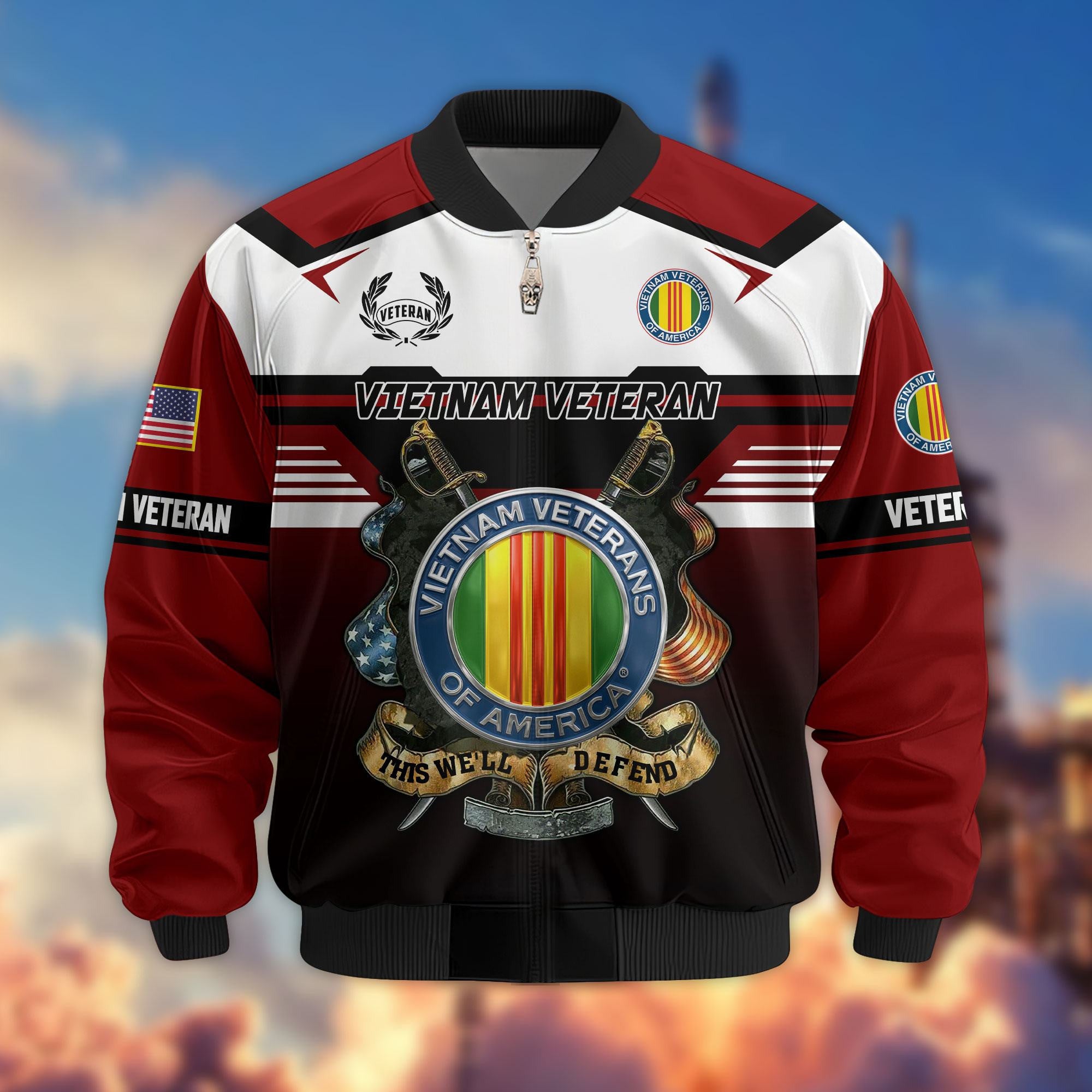 Premium US Veterans Bomber Jacket ATTN071021, Gifts For US Veterans, Gifts On Father's Day, Veterans Day.