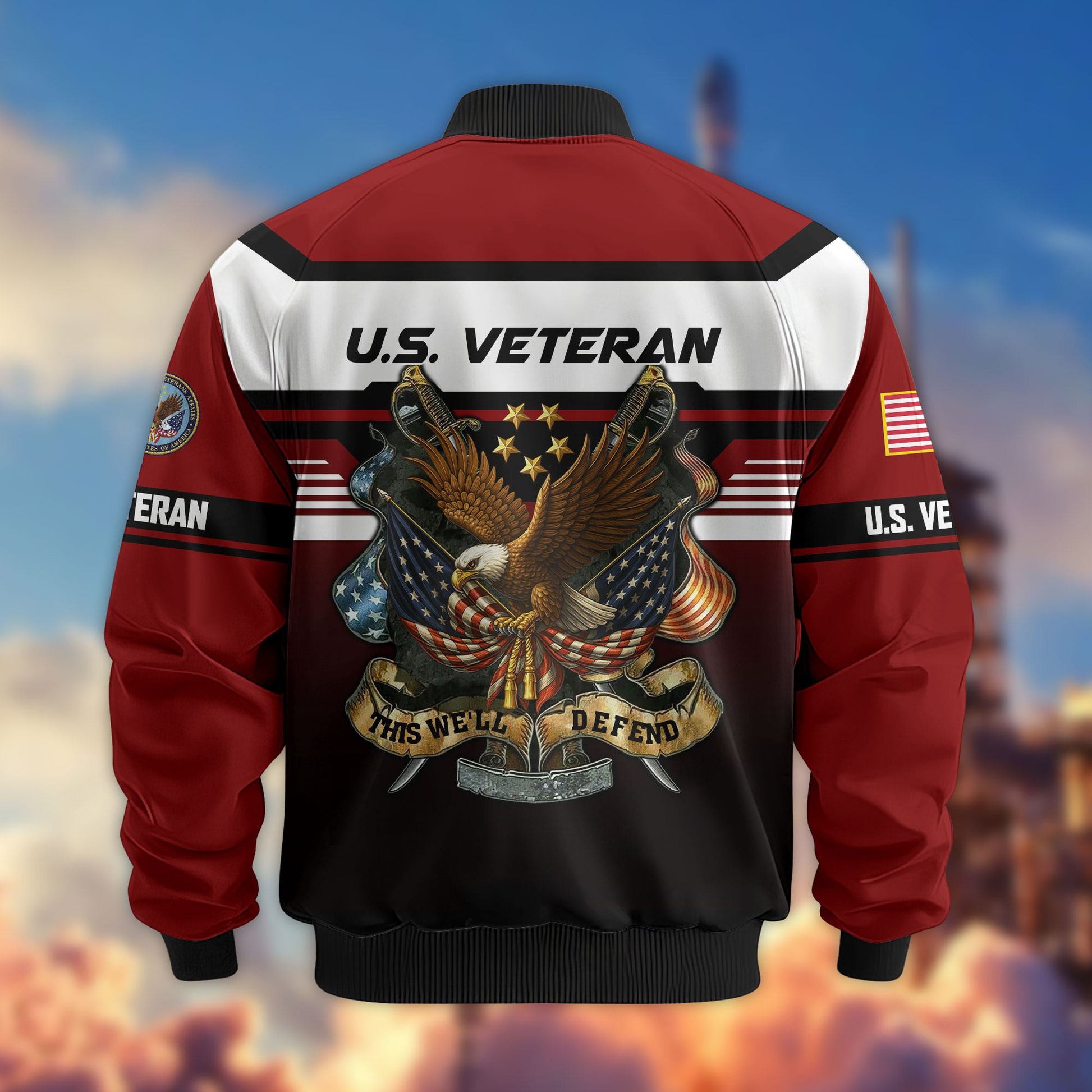 Premium US Veterans Bomber Jacket ATTN071021, Gifts For US Veterans, Gifts On Father's Day, Veterans Day.