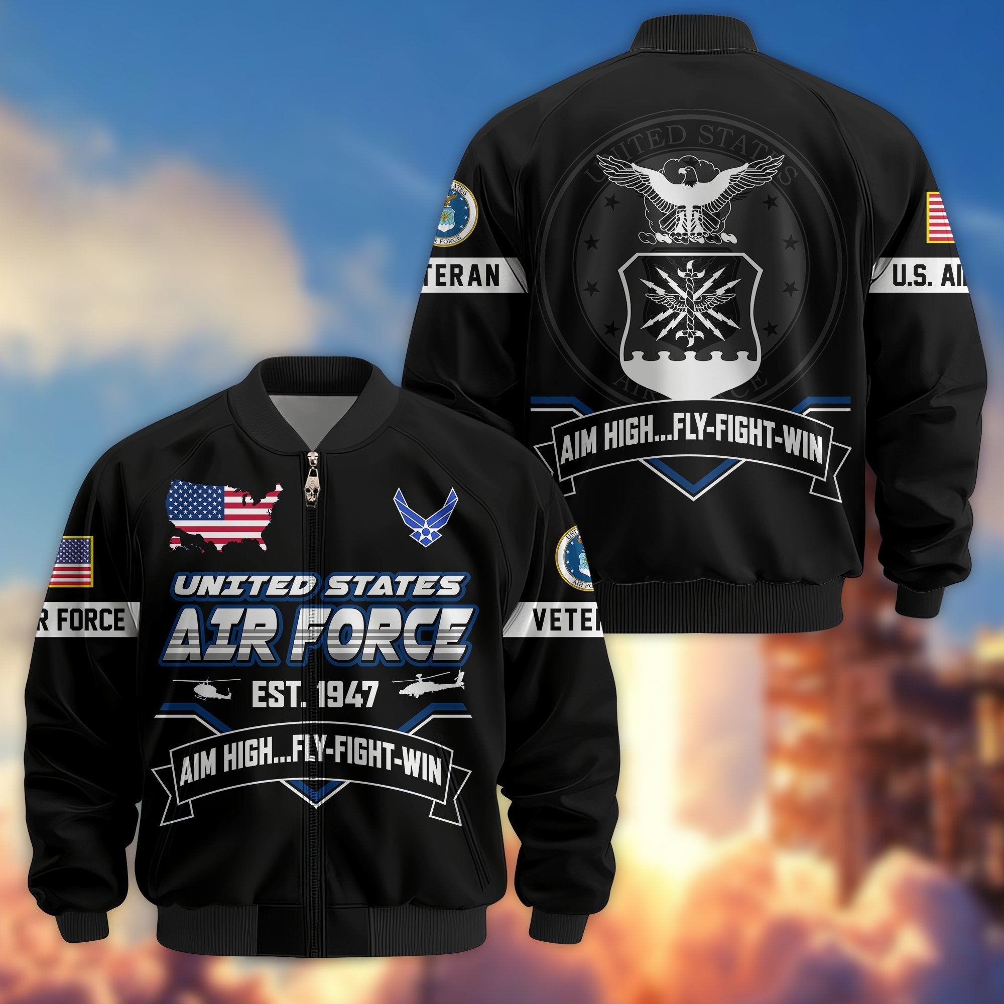 Premium US Veterans Bomber Jacket BPHN011013, Gifts For US Veterans, Gifts On Father's Day, Veterans Day.