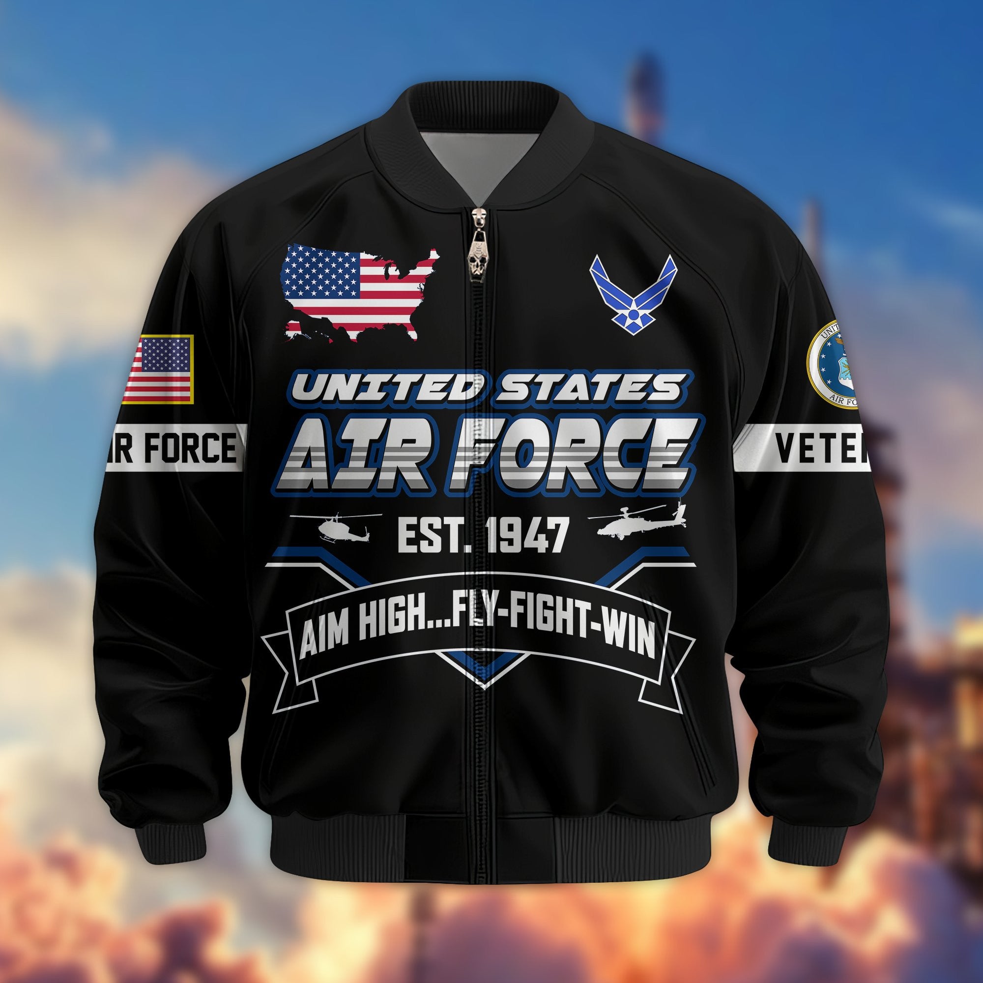 Premium US Veterans Bomber Jacket BPHN011013, Gifts For US Veterans, Gifts On Father's Day, Veterans Day.