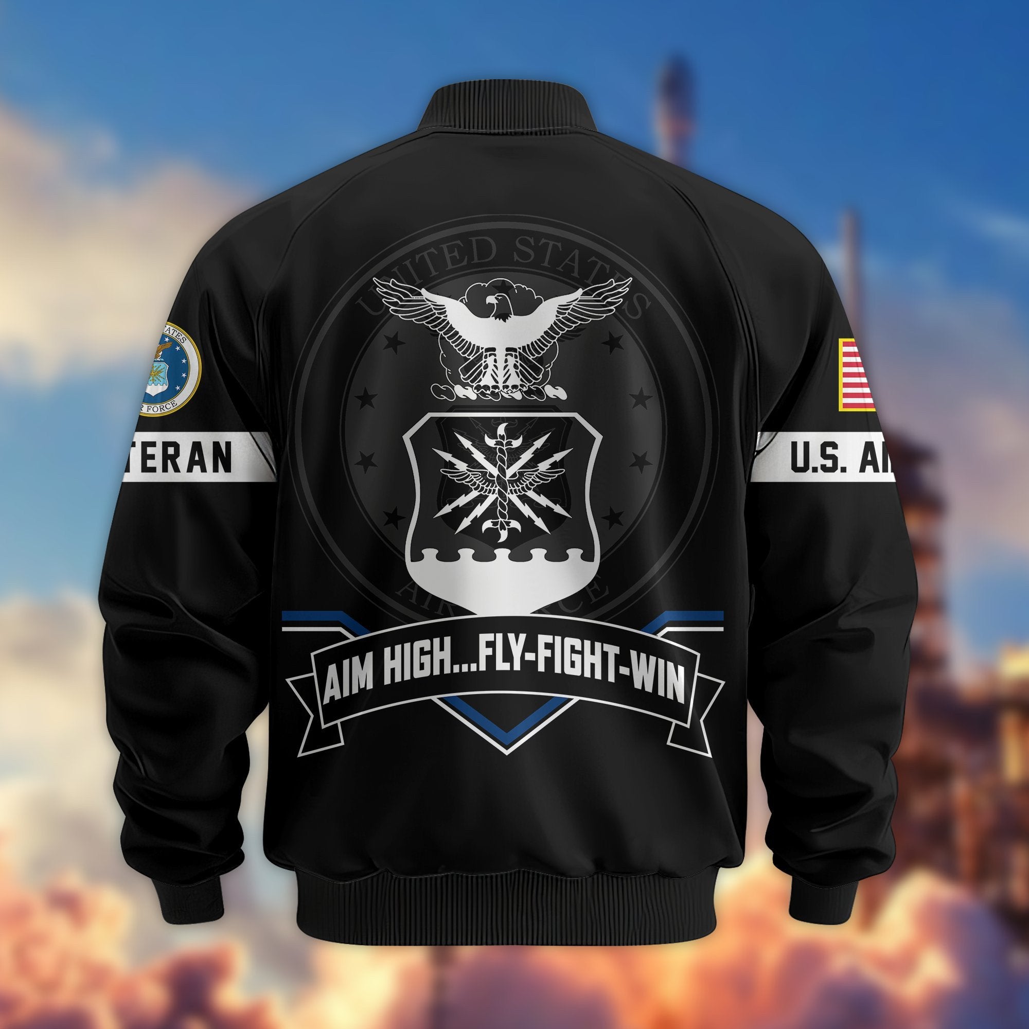 Premium US Veterans Bomber Jacket BPHN011013, Gifts For US Veterans, Gifts On Father's Day, Veterans Day.