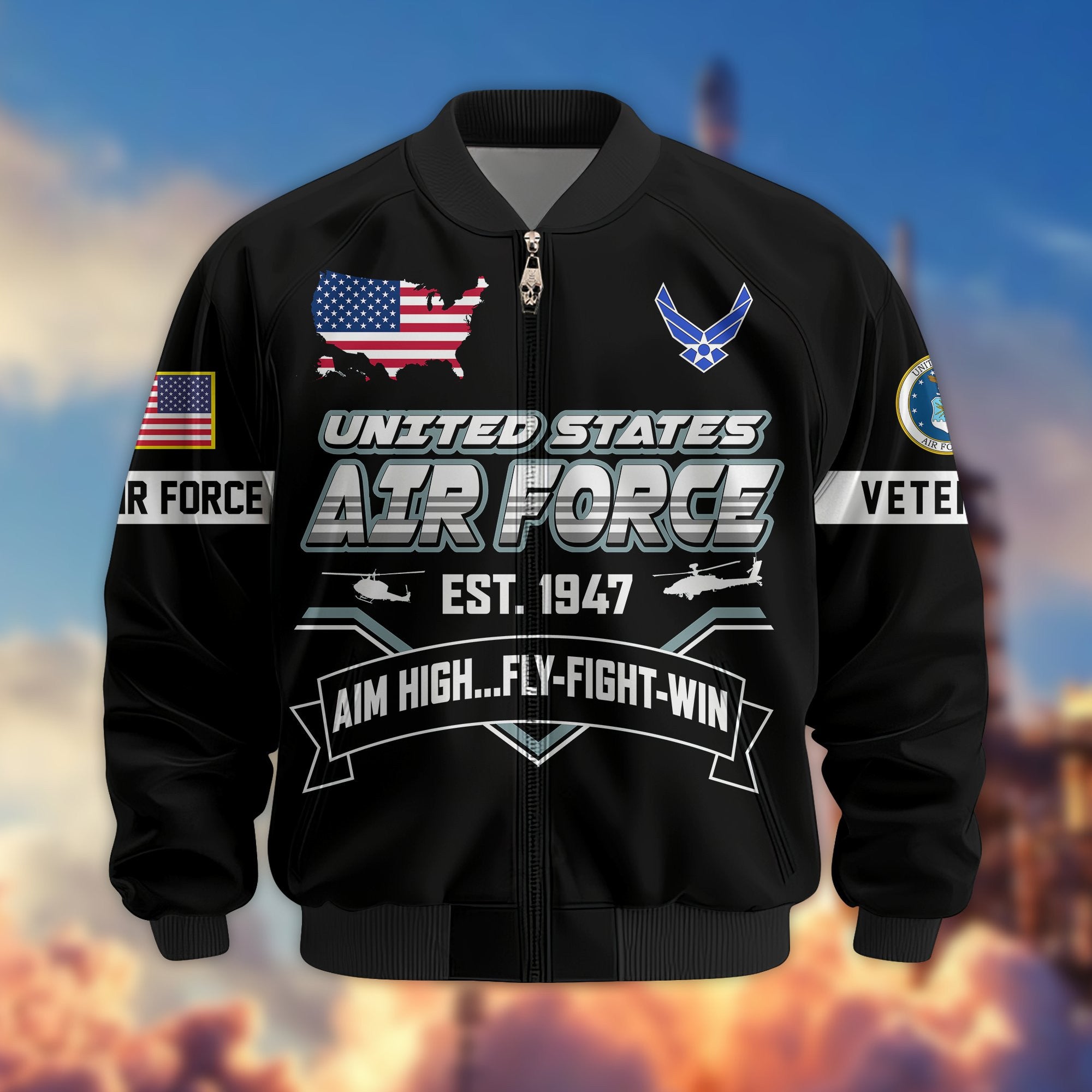 Premium US Veterans Bomber Jacket BPHN011013, Gifts For US Veterans, Gifts On Father's Day, Veterans Day.