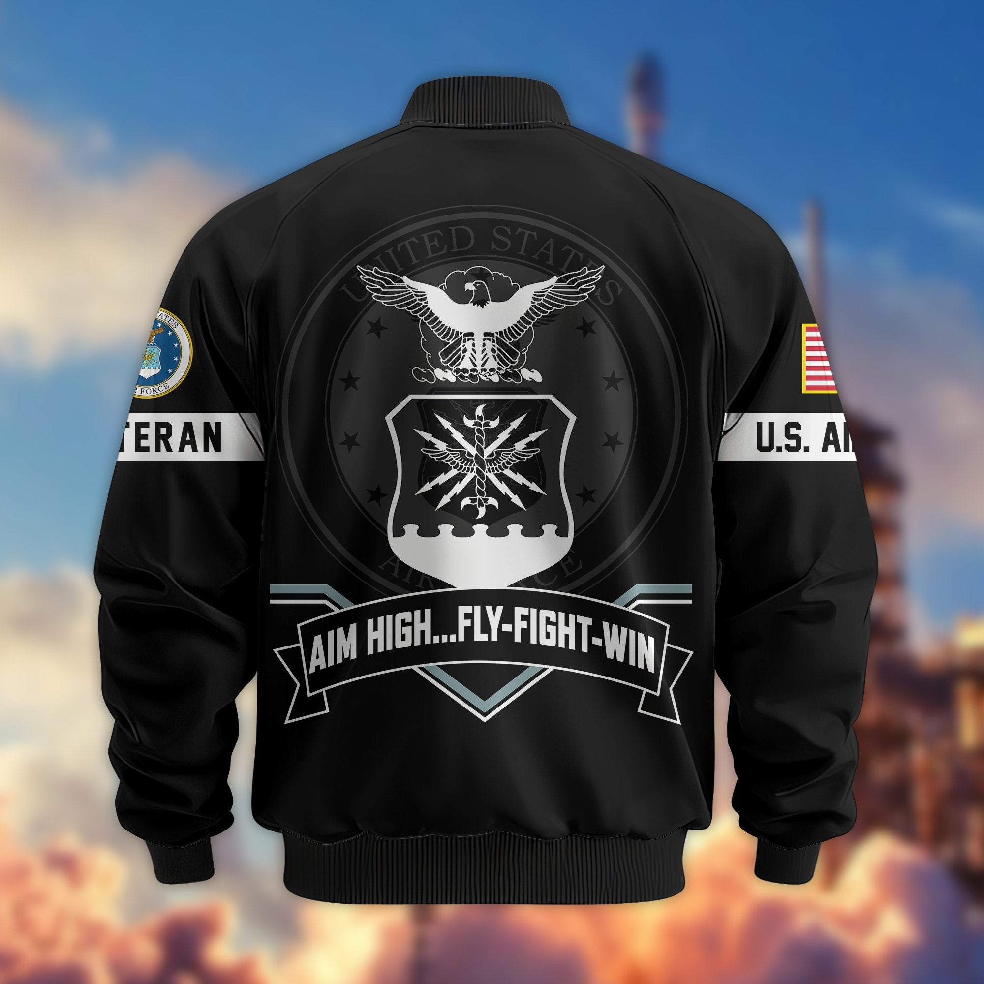Premium US Veterans Bomber Jacket BPHN011013, Gifts For US Veterans, Gifts On Father's Day, Veterans Day.