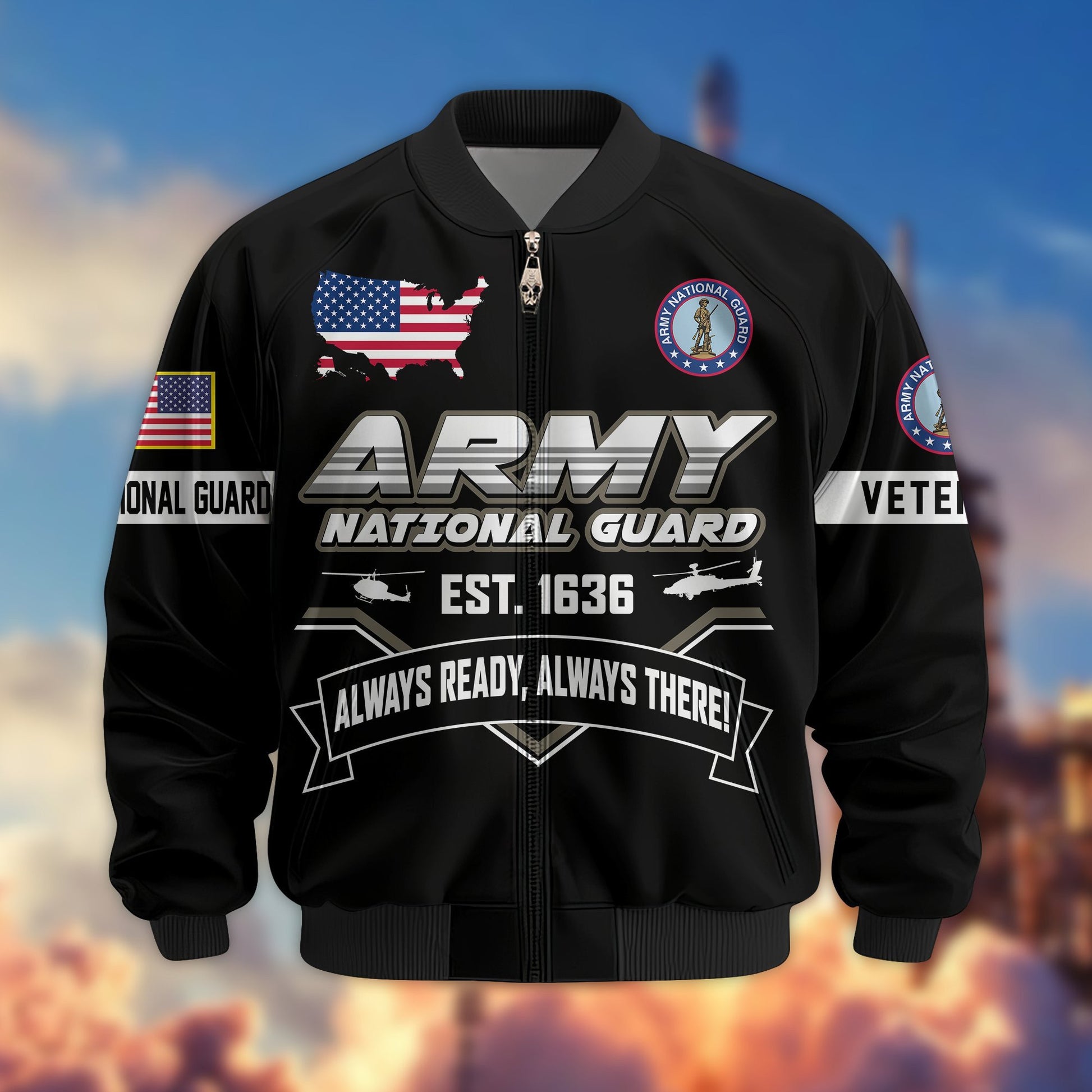 Premium US Veterans Bomber Jacket BPHN011013, Gifts For US Veterans, Gifts On Father's Day, Veterans Day.