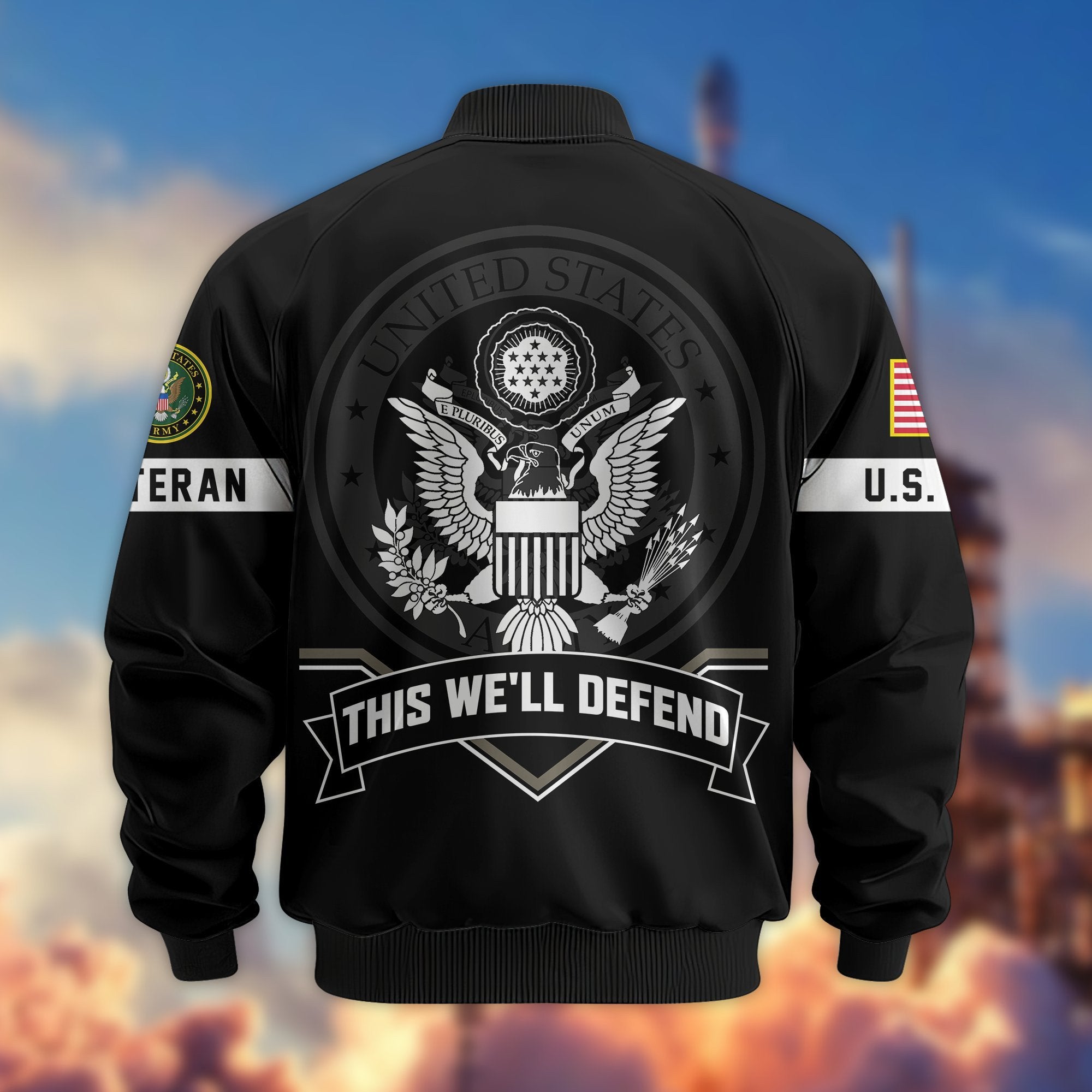 Premium US Veterans Bomber Jacket BPHN011013, Gifts For US Veterans, Gifts On Father's Day, Veterans Day.