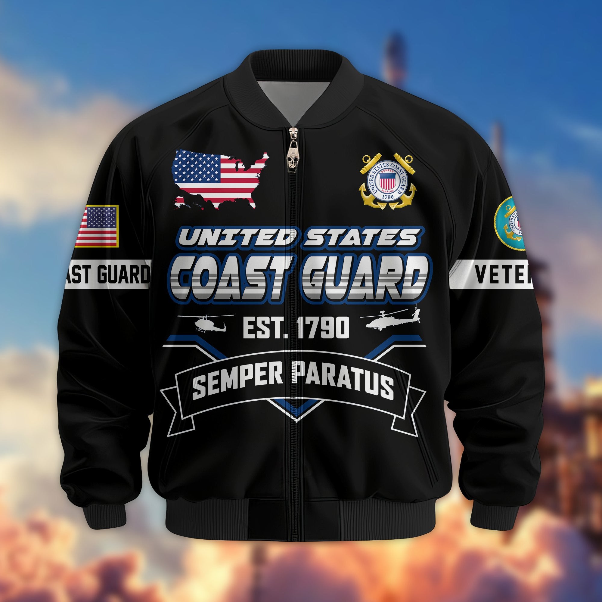 Premium US Veterans Bomber Jacket BPHN011013, Gifts For US Veterans, Gifts On Father's Day, Veterans Day.
