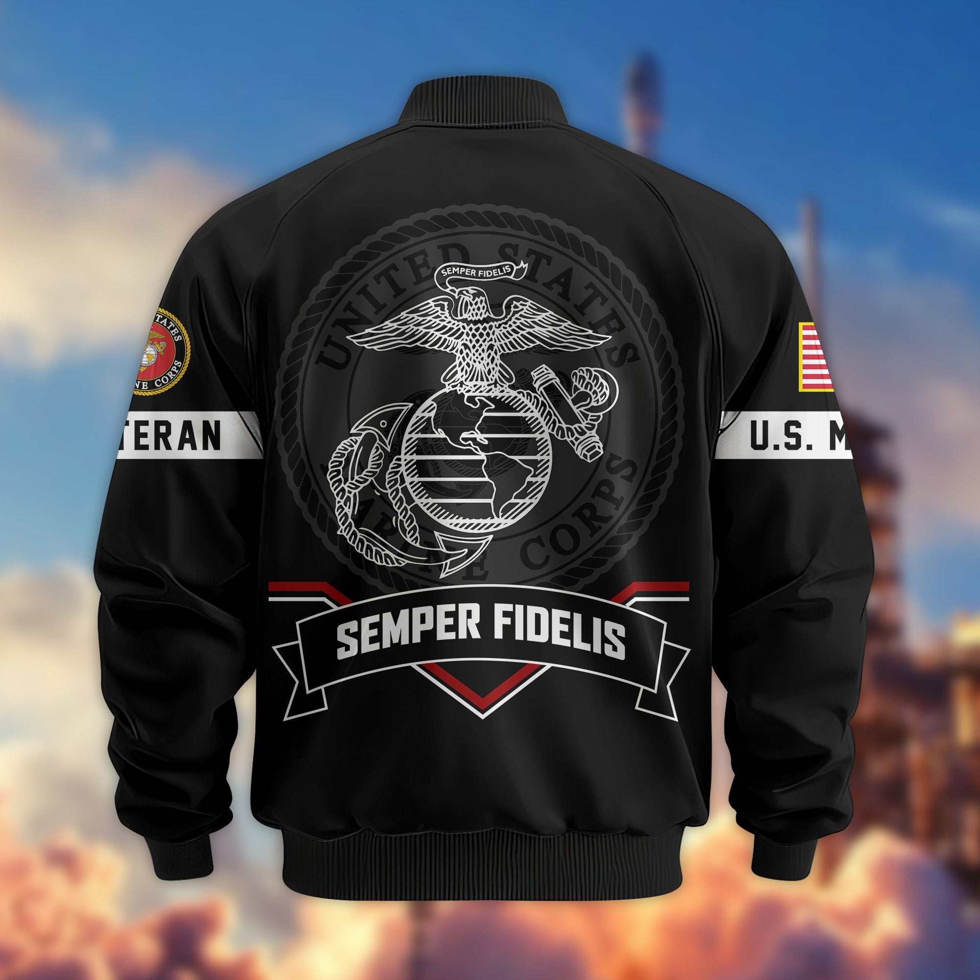 Premium US Veterans Bomber Jacket BPHN011013, Gifts For US Veterans, Gifts On Father's Day, Veterans Day.