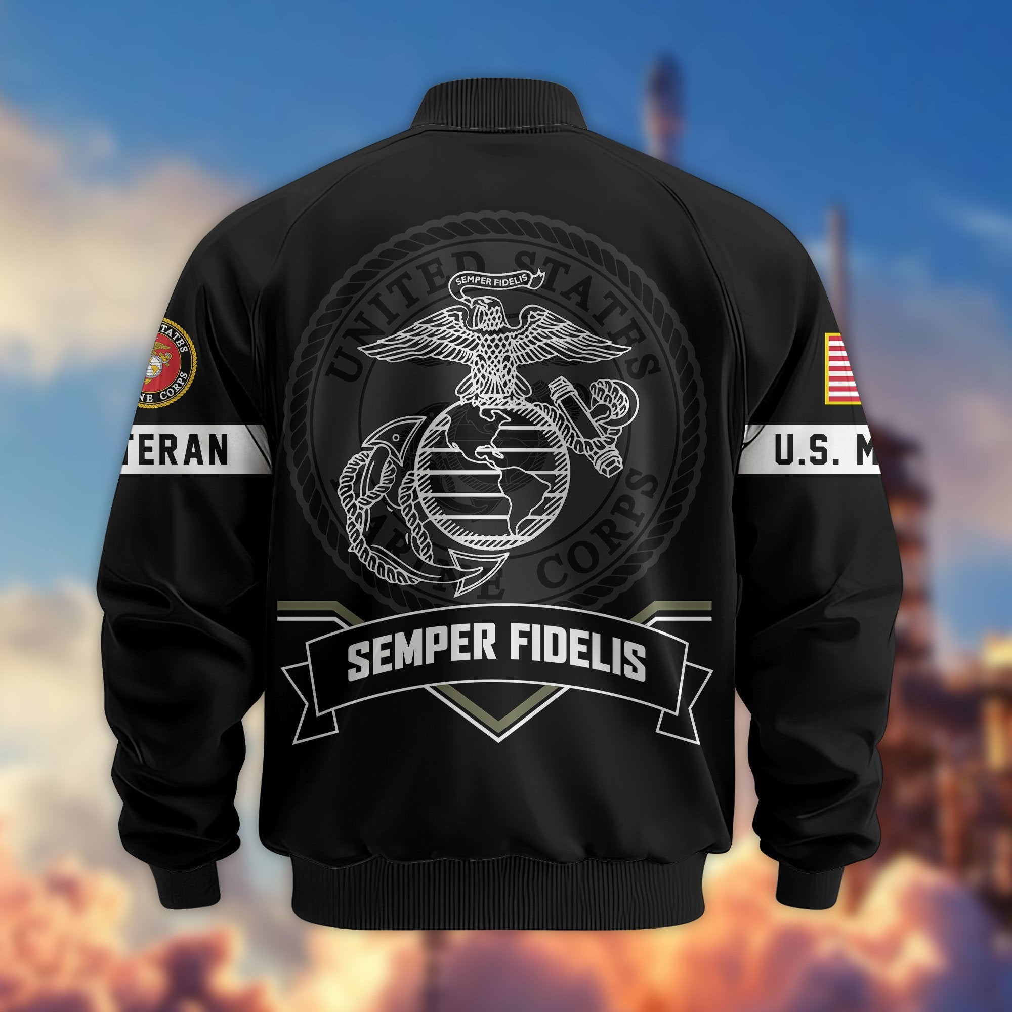 Premium US Veterans Bomber Jacket BPHN011013, Gifts For US Veterans, Gifts On Father's Day, Veterans Day.