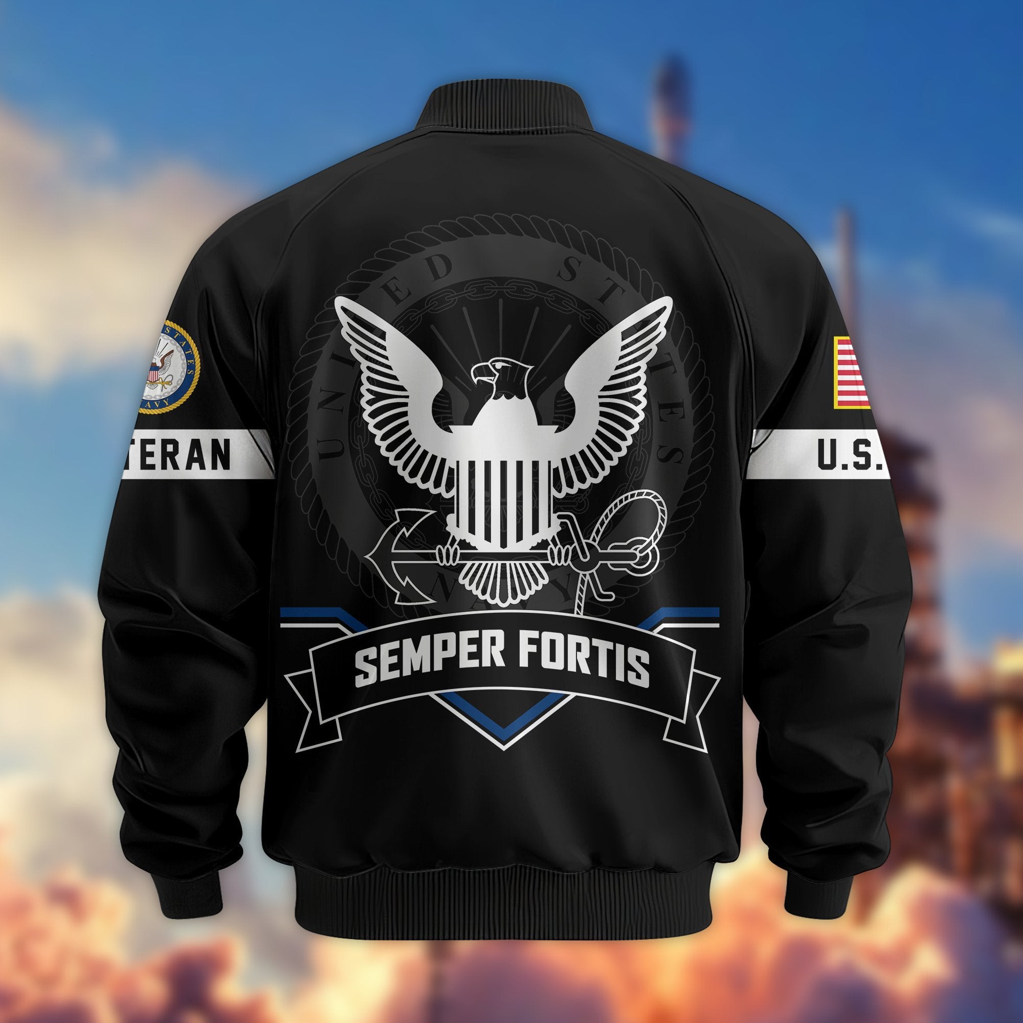 Premium US Veterans Bomber Jacket BPHN011013, Gifts For US Veterans, Gifts On Father's Day, Veterans Day.