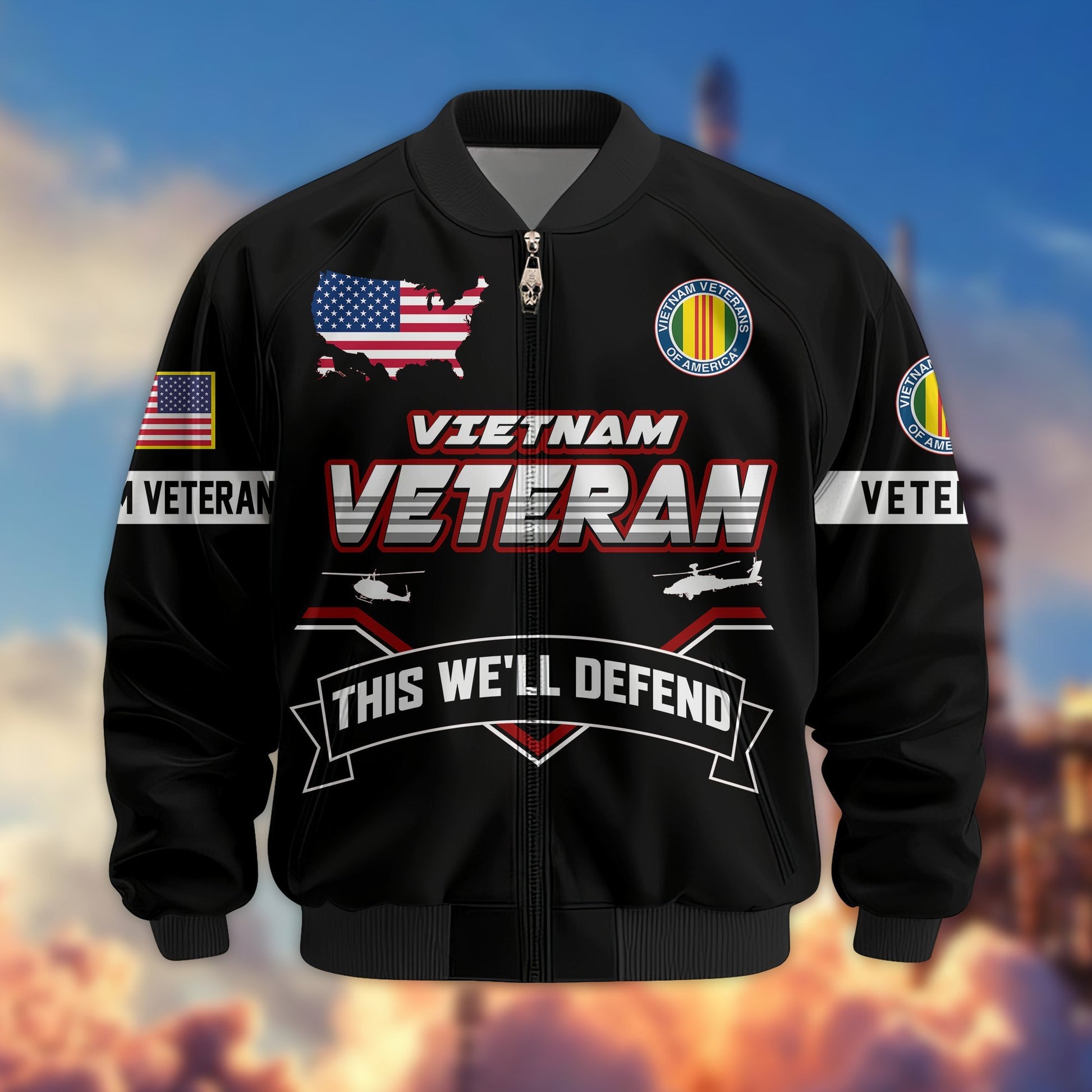 Premium US Veterans Bomber Jacket BPHN011013, Gifts For US Veterans, Gifts On Father's Day, Veterans Day.