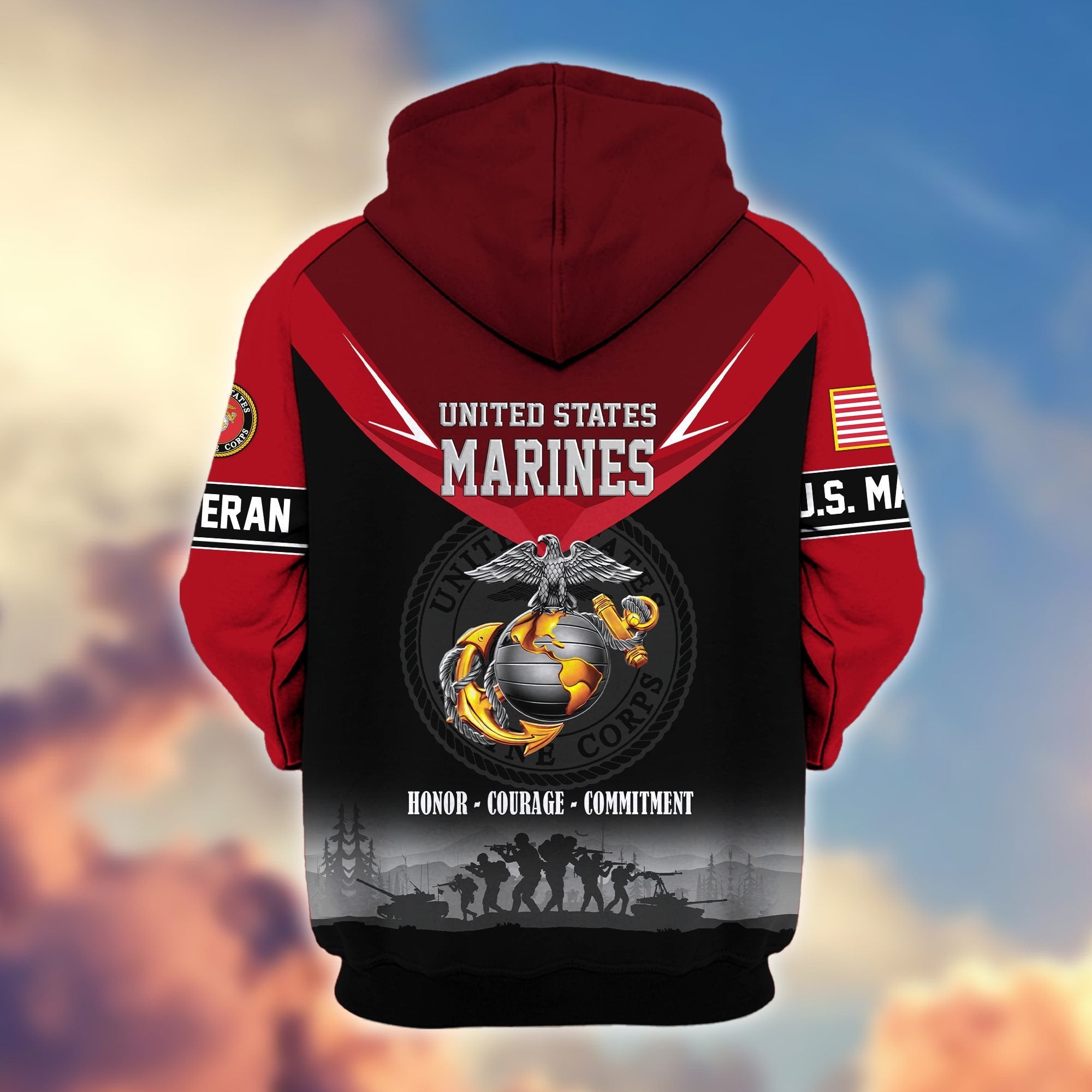 Premium US Veterans Zip Hoodie BPHN091012, Gifts For US Veterans, Gifts On Father's Day, Veterans Day.