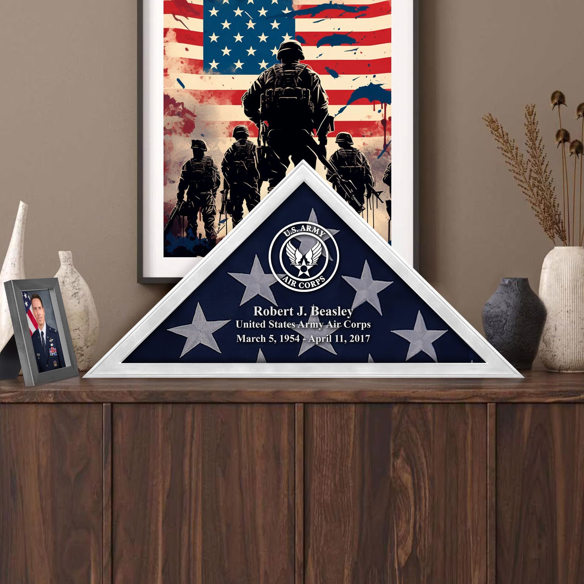 Premium Personalized Flag Case CPVC201016, Flag Box for American Veteran Flag 9.5 X 5 Feet, Flag Display Case for Burial, Flag Wall Mounted, Flag to Display Folded