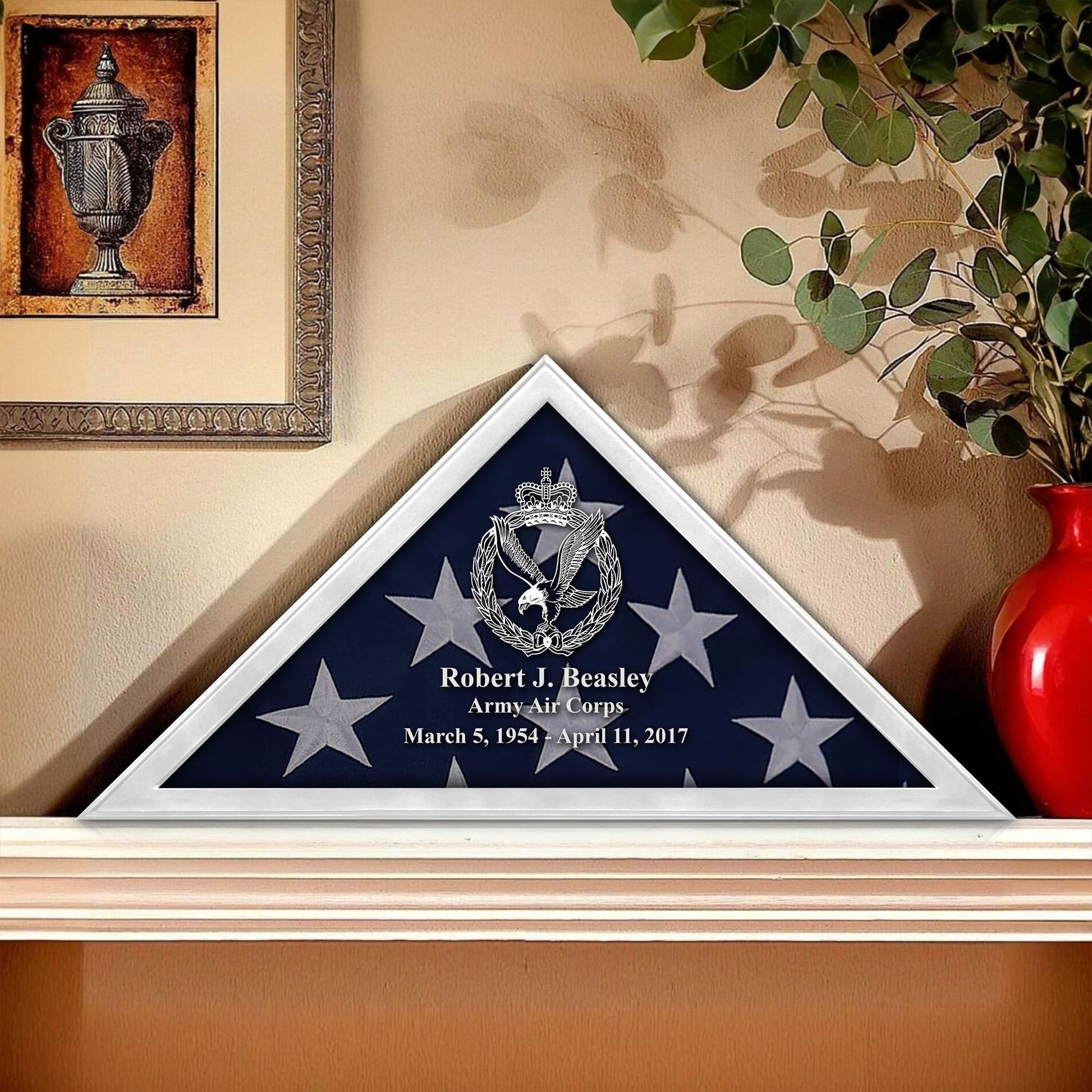 Premium Personalized Flag Case CPVC201016, Flag Box for American Veteran Flag 9.5 X 5 Feet, Flag Display Case for Burial, Flag Wall Mounted, Flag to Display Folded