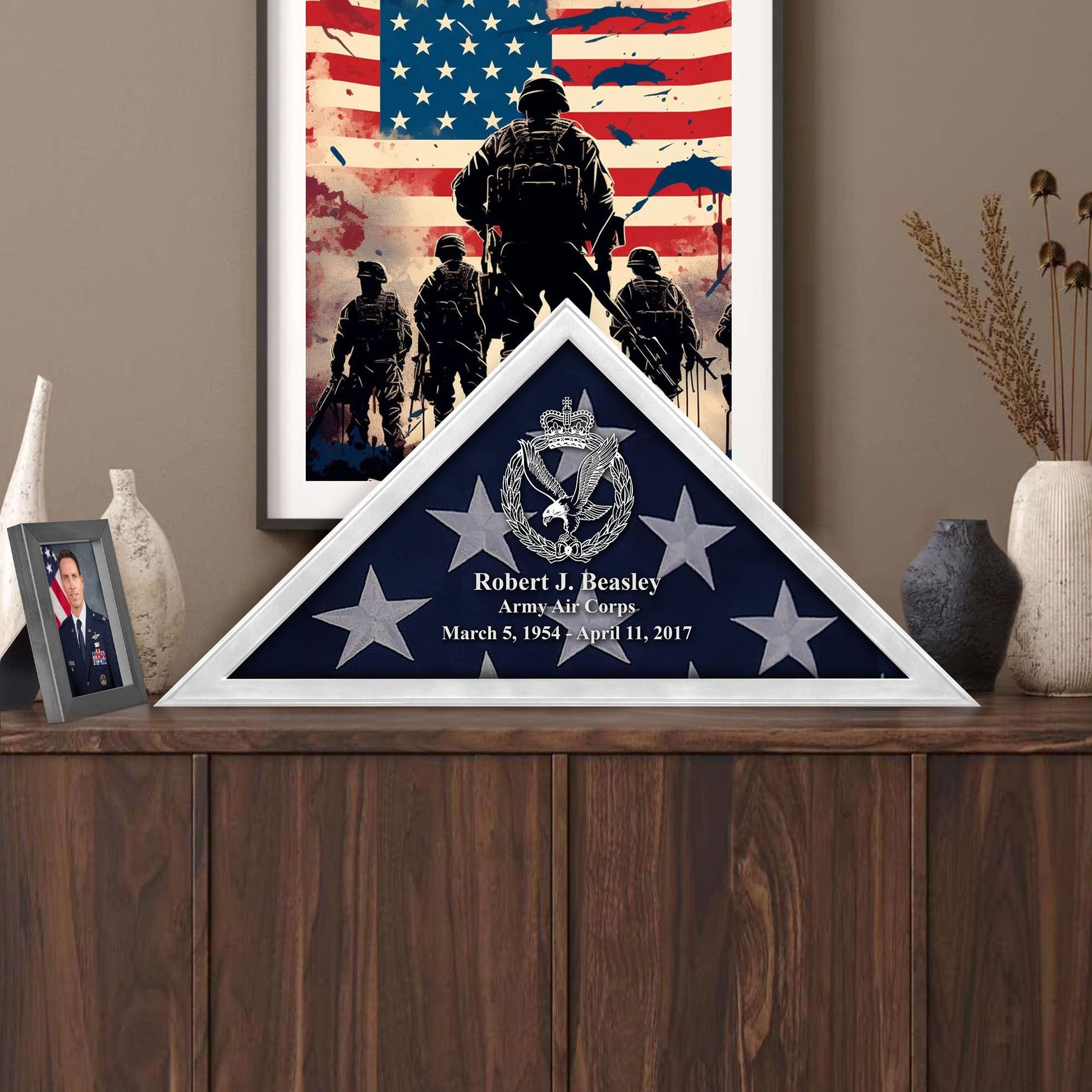 Premium Personalized Flag Case CPVC201016, Flag Box for American Veteran Flag 9.5 X 5 Feet, Flag Display Case for Burial, Flag Wall Mounted, Flag to Display Folded
