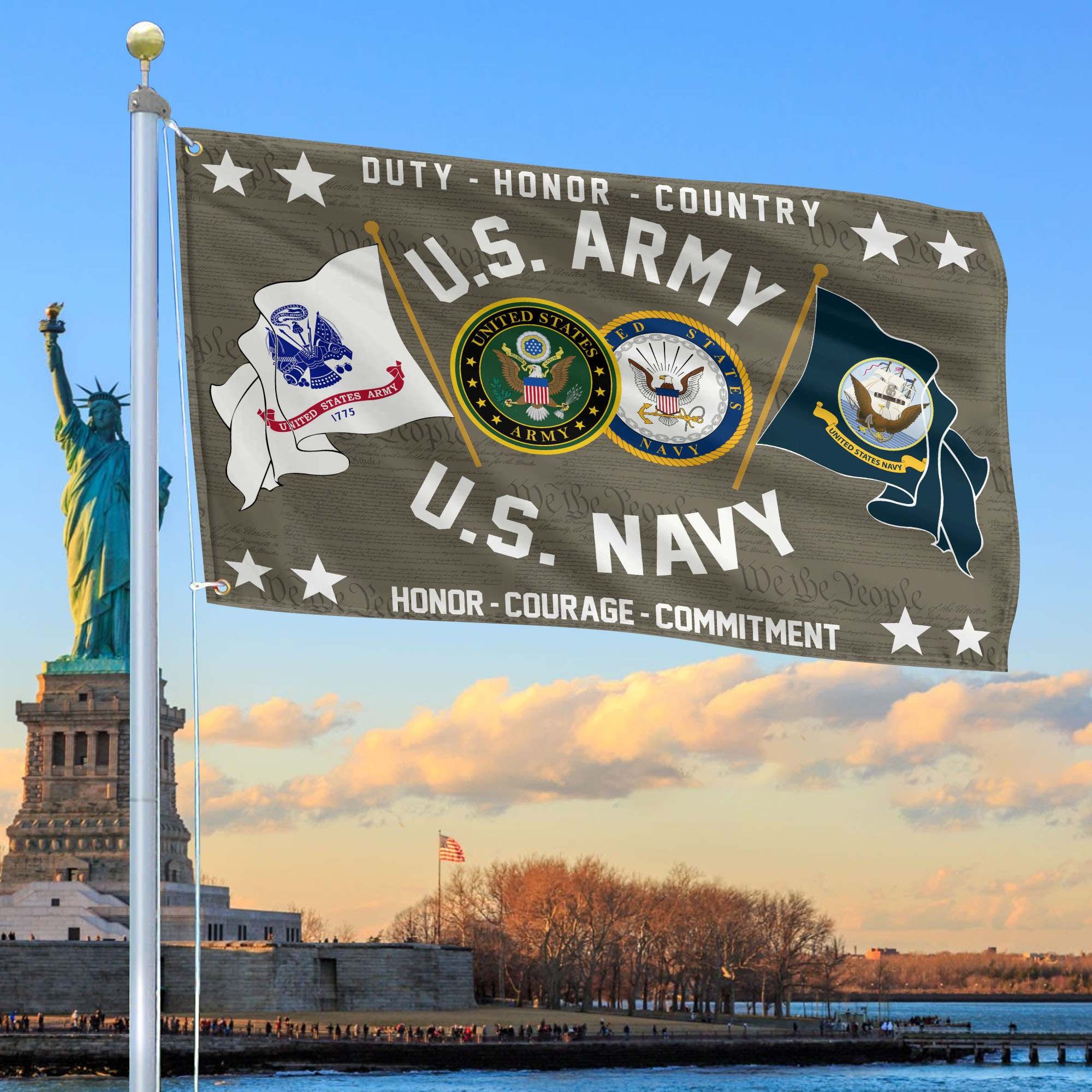 Premium US Army - Navy Grommet Flag CPVC221011