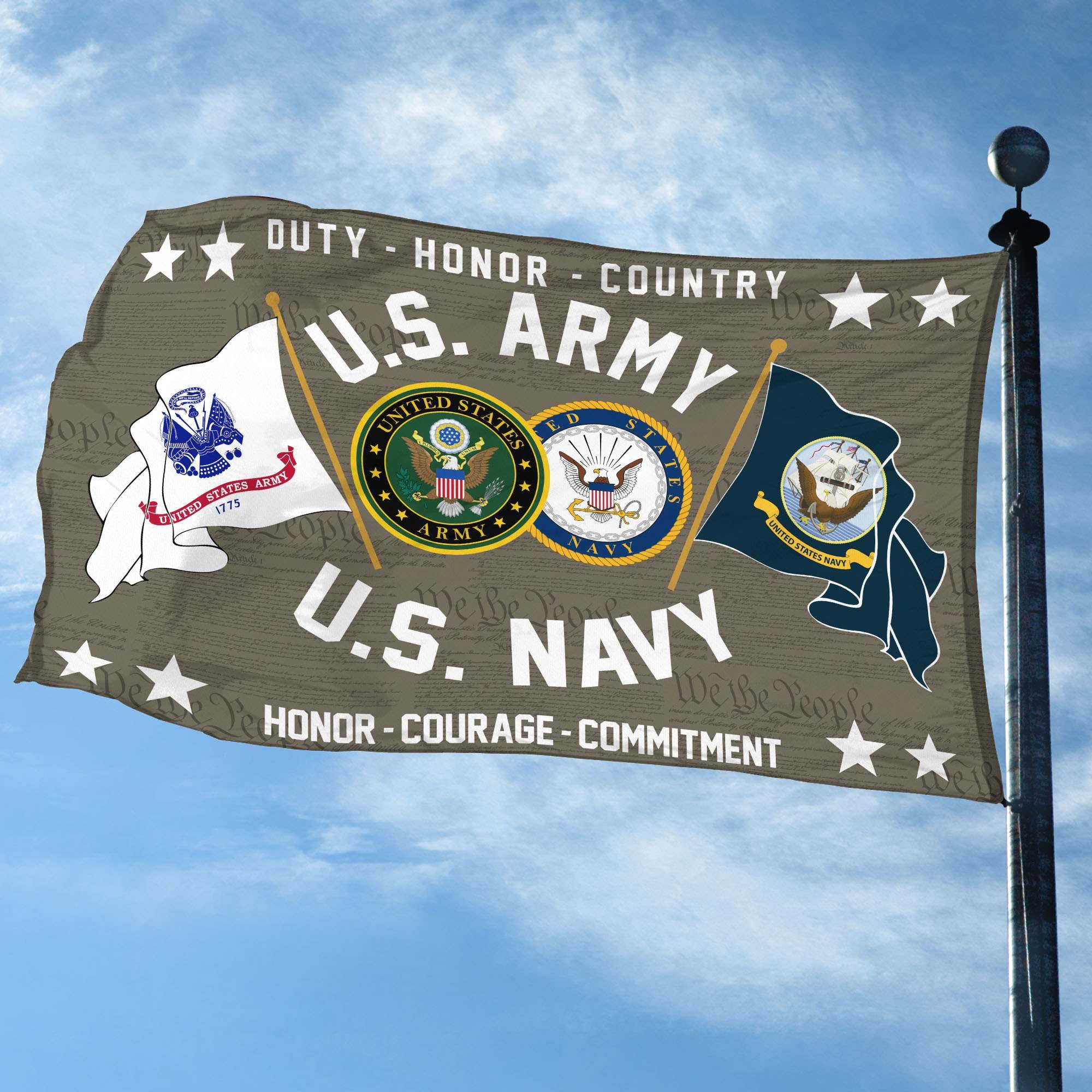 Premium US Army - Navy Grommet Flag CPVC221011