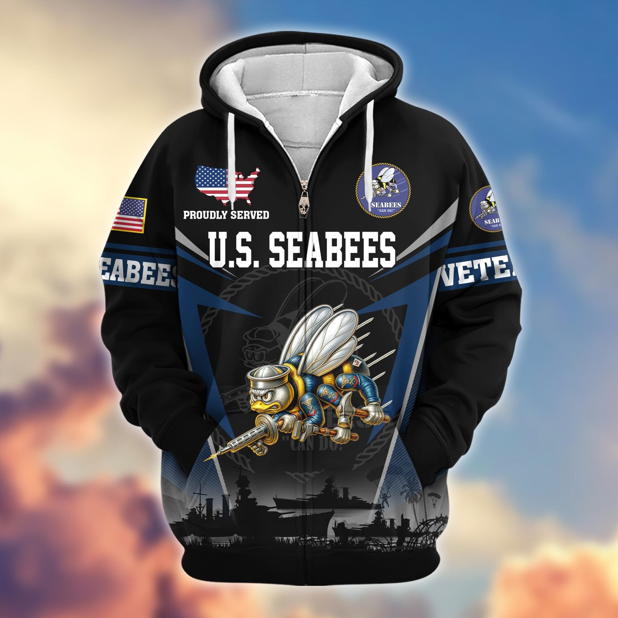 Premium US Veterans Zip Hoodie BPHN131012, Gifts For US Veterans, Gifts On Father's Day, Veterans Day.