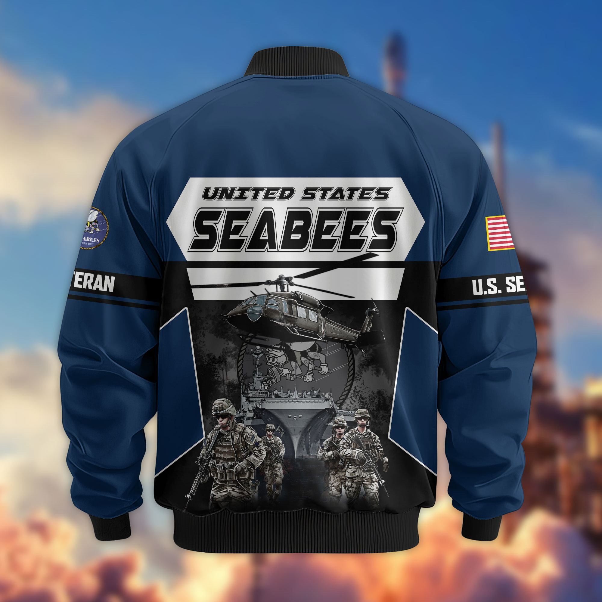 Premium US Veterans Bomber Jacket ATTN091021, Gifts For US Veterans, Gifts On Father's Day, Veterans Day.