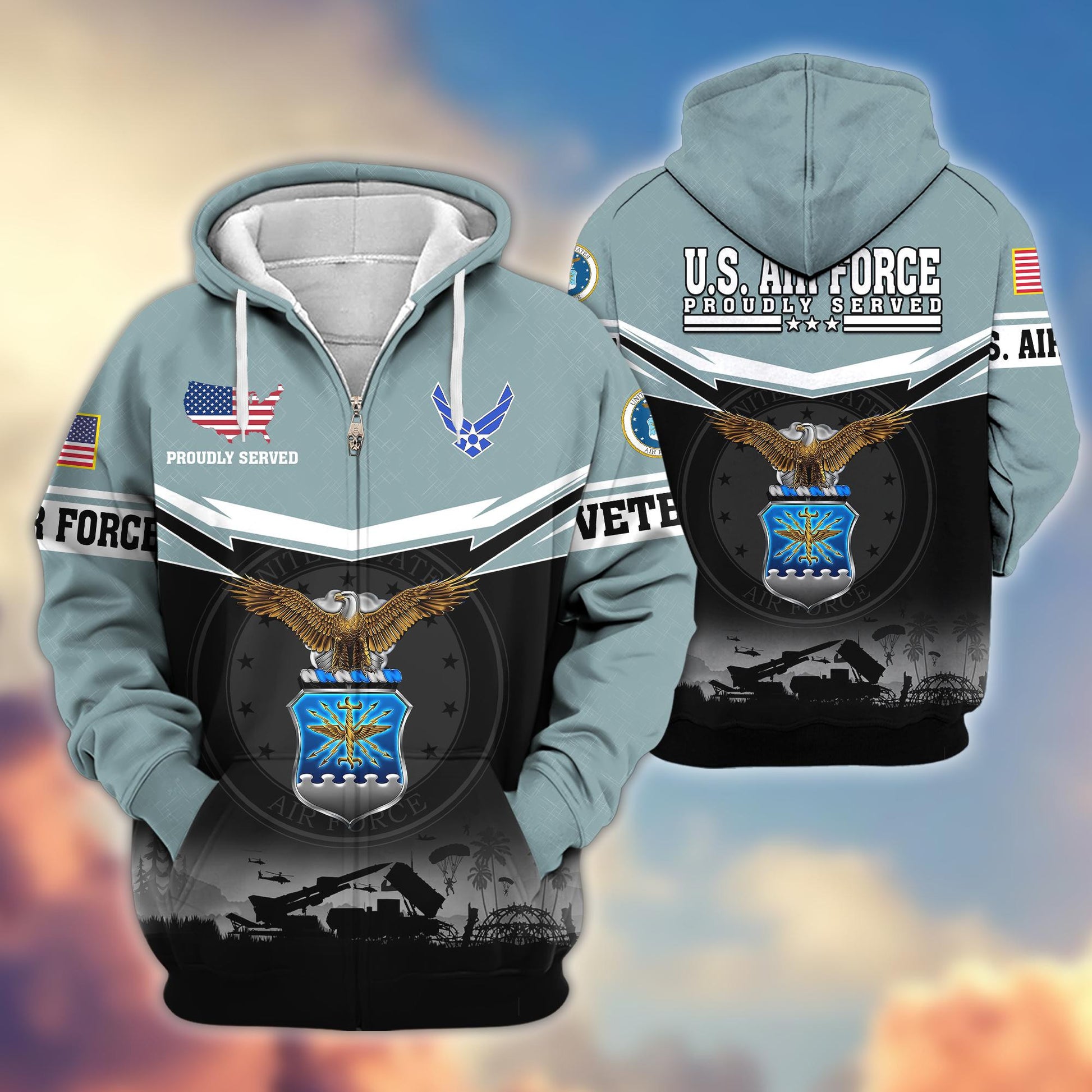 Premium US Veterans Zip Hoodie BPHN131011, Gifts For US Veterans, Gifts On Father's Day, Veterans Day.